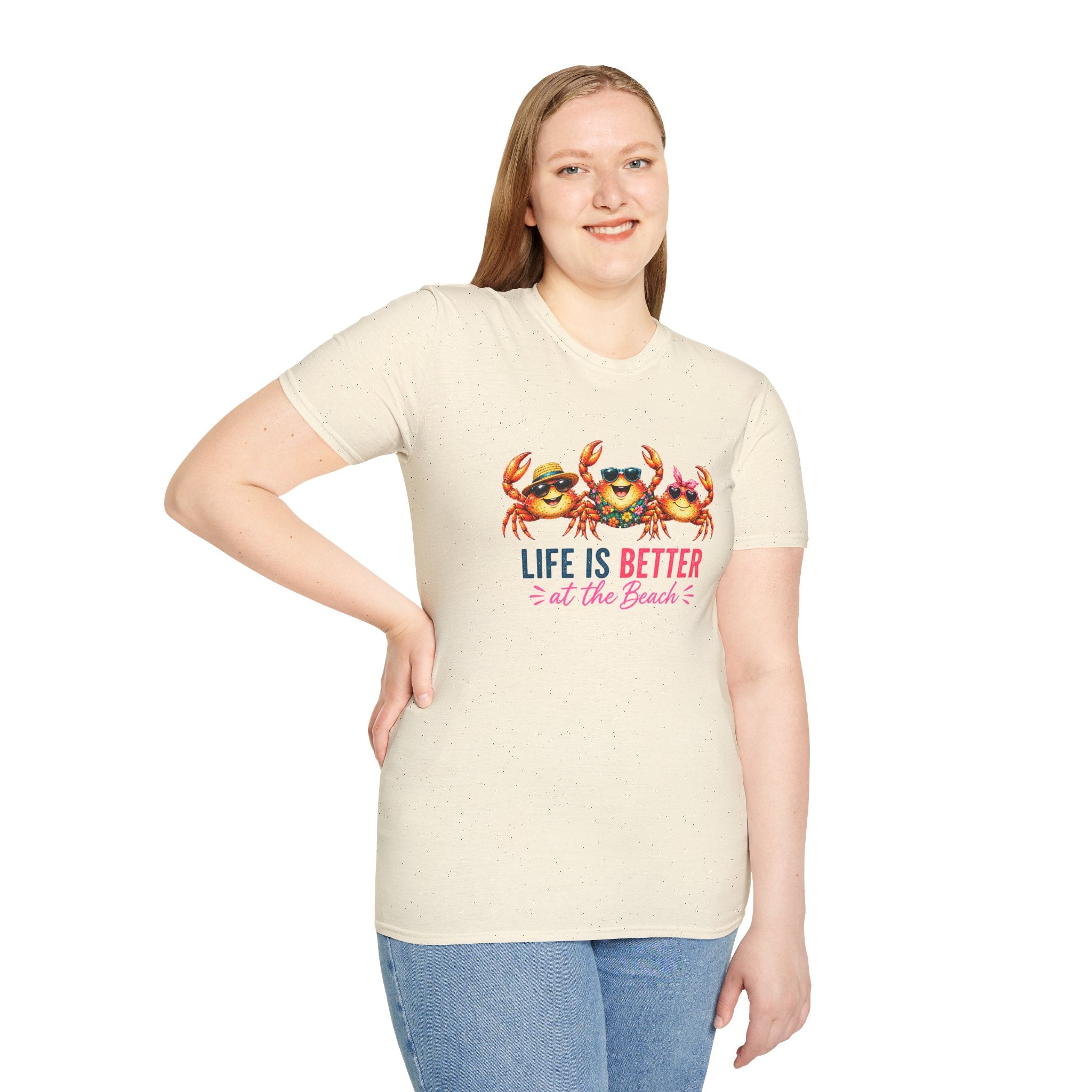 Funny Beach Crab T-Shirt | Life Is Better at the Beach Tee | Cute Summer Vacation Shirt | Coastal Graphic Tee | Ocean Lover Gift