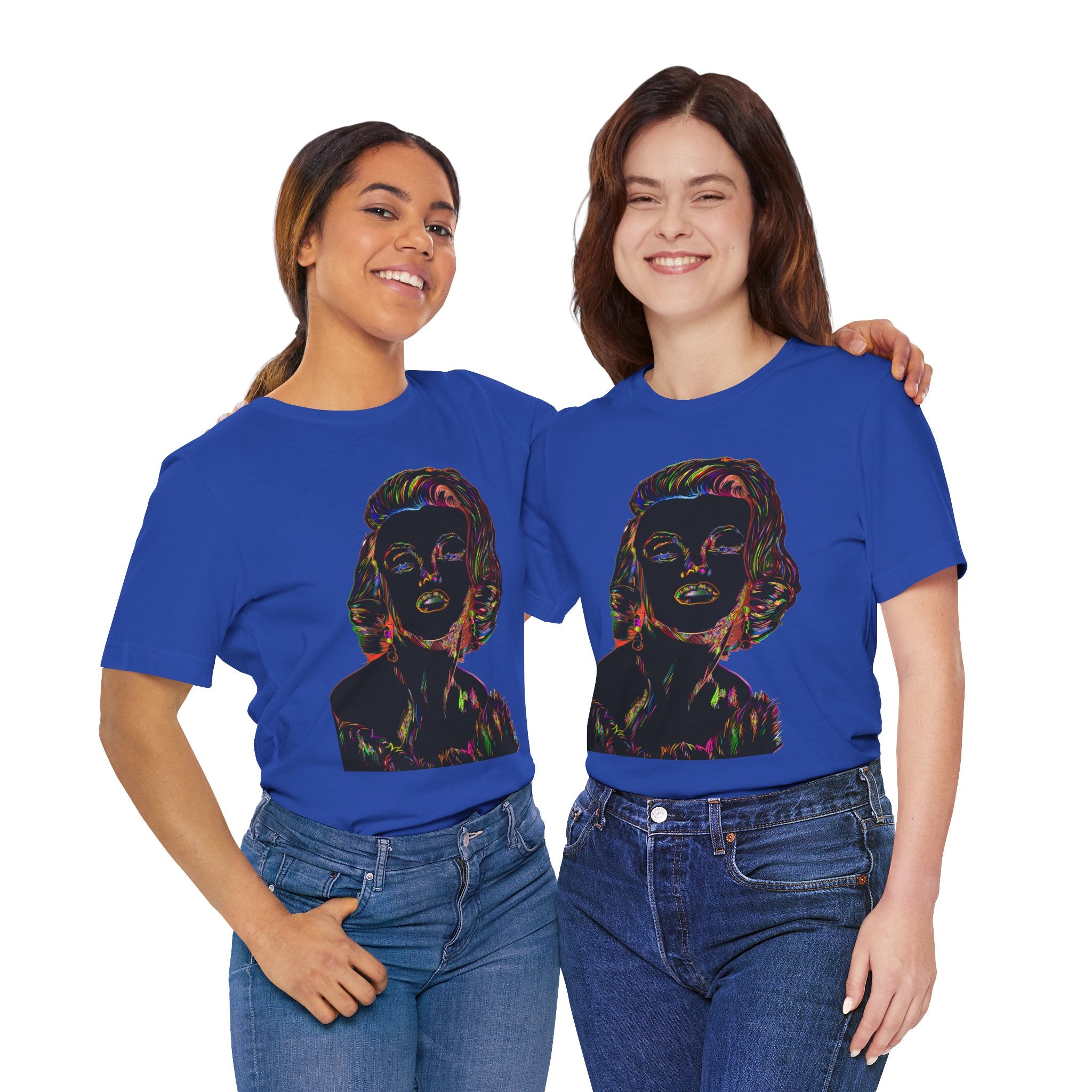 Neon Pop Art Portrait T-Shirt – Retro Rainbow Graphic Tee