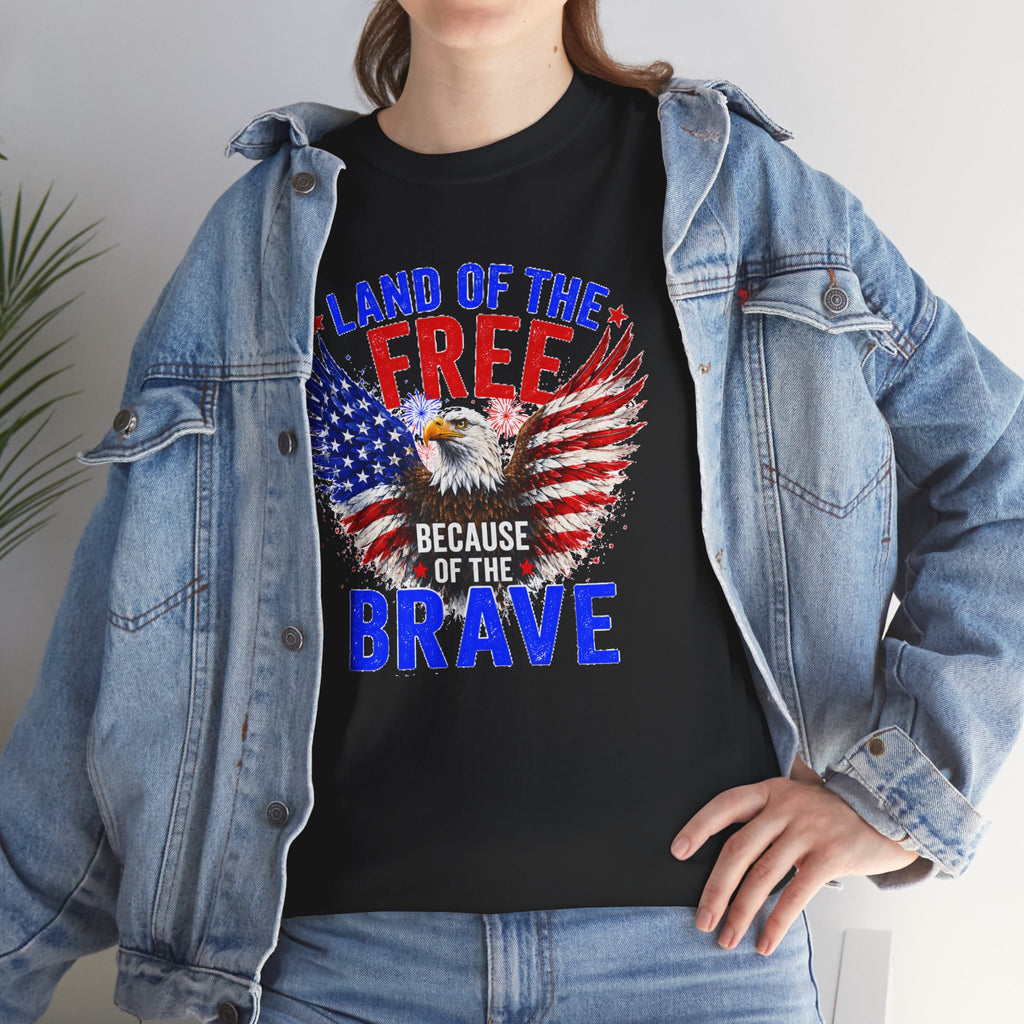 Land of the Free Because of the Brave Shirt, Patriotic Eagle T-Shirt, American Flag Tee, 4th of July Shirt, Veteran Gift, USA Pride Tee