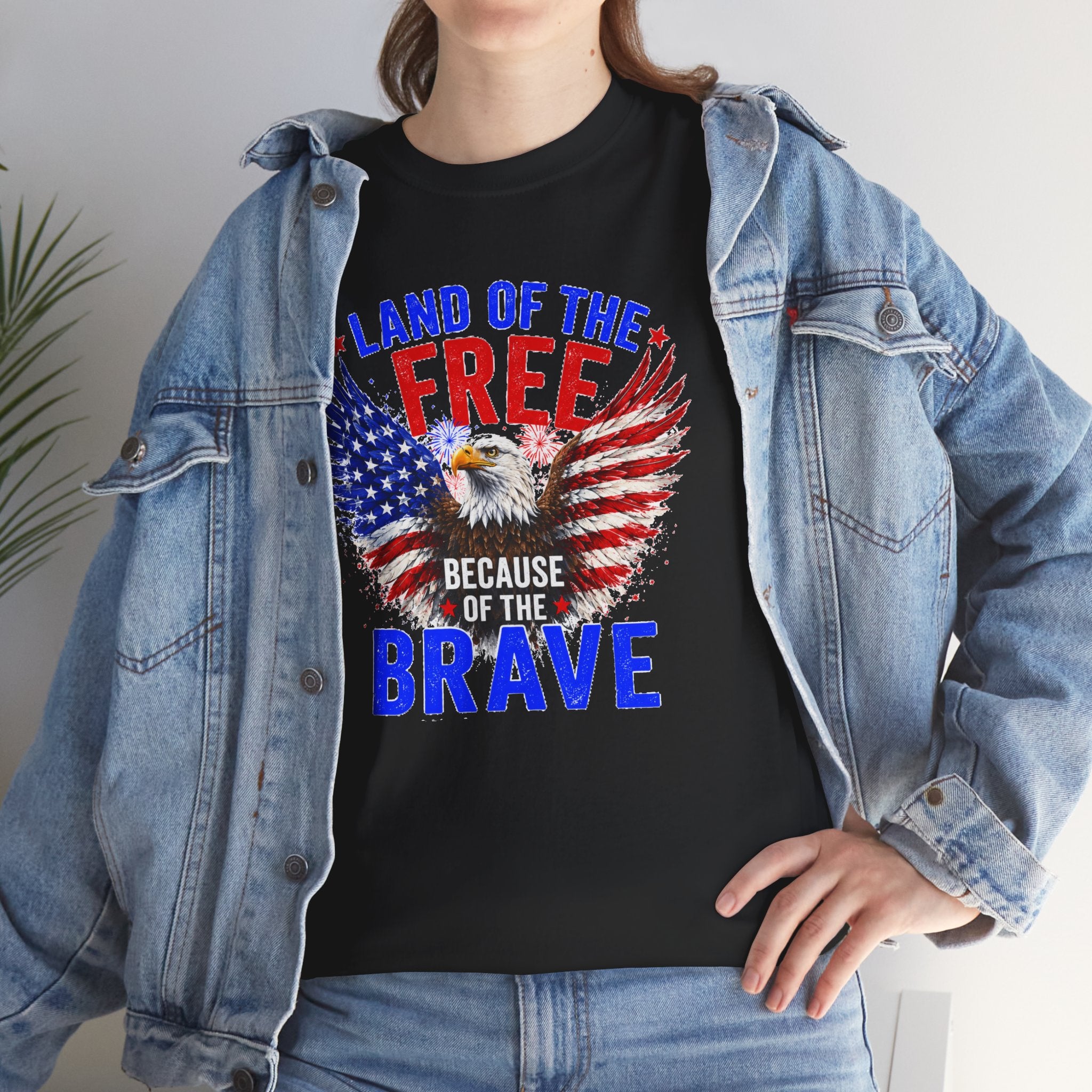Land of the Free Because of the Brave Shirt, Patriotic Eagle T-Shirt, American Flag Tee, 4th of July Shirt, Veteran Gift, USA Pride Tee