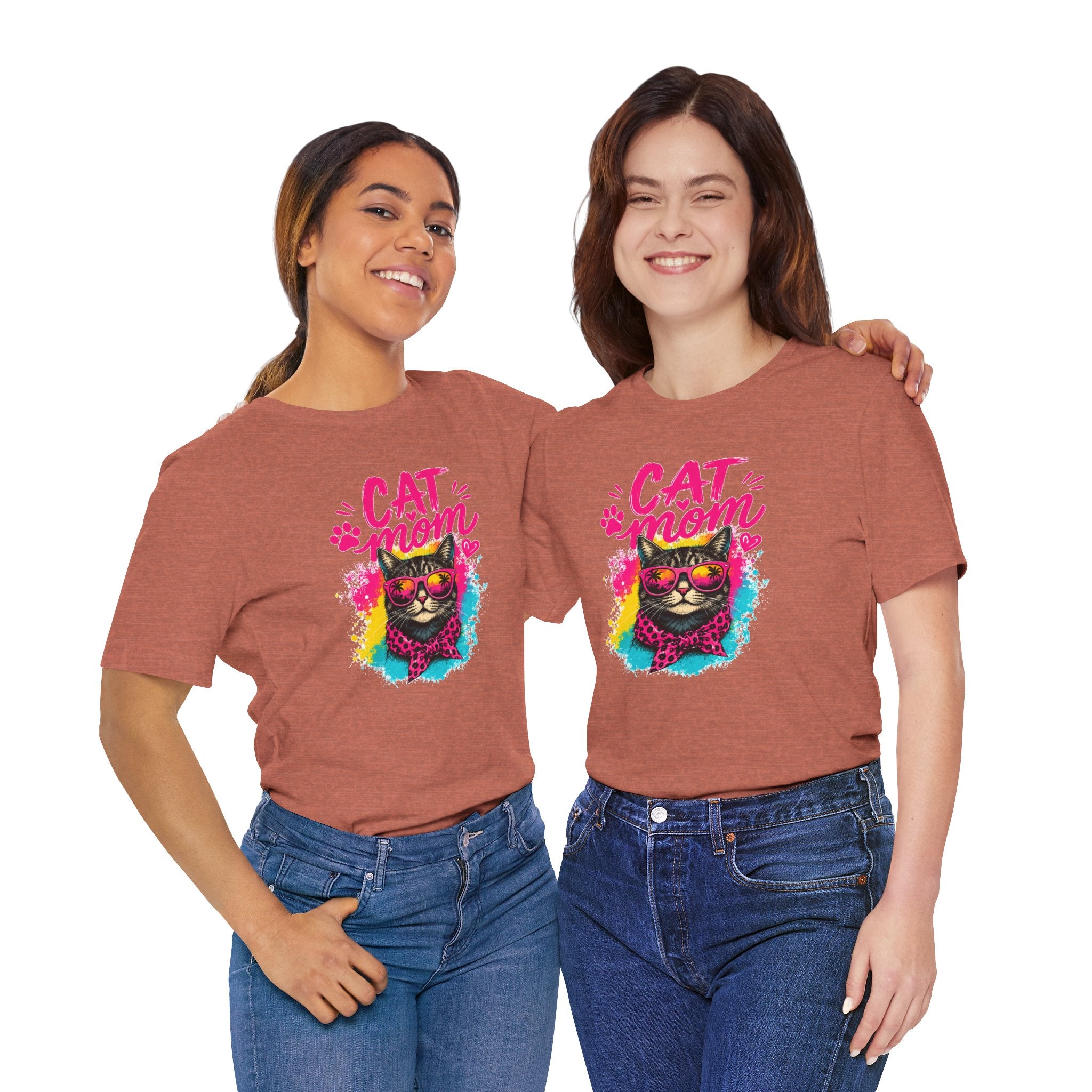 Cat Mom T-Shirt | Funny Cat Mom Gift | Colorful Retro Cat Lover Tee | Cute Cat Graphic Shirt | Unisex Cat Mom Tee