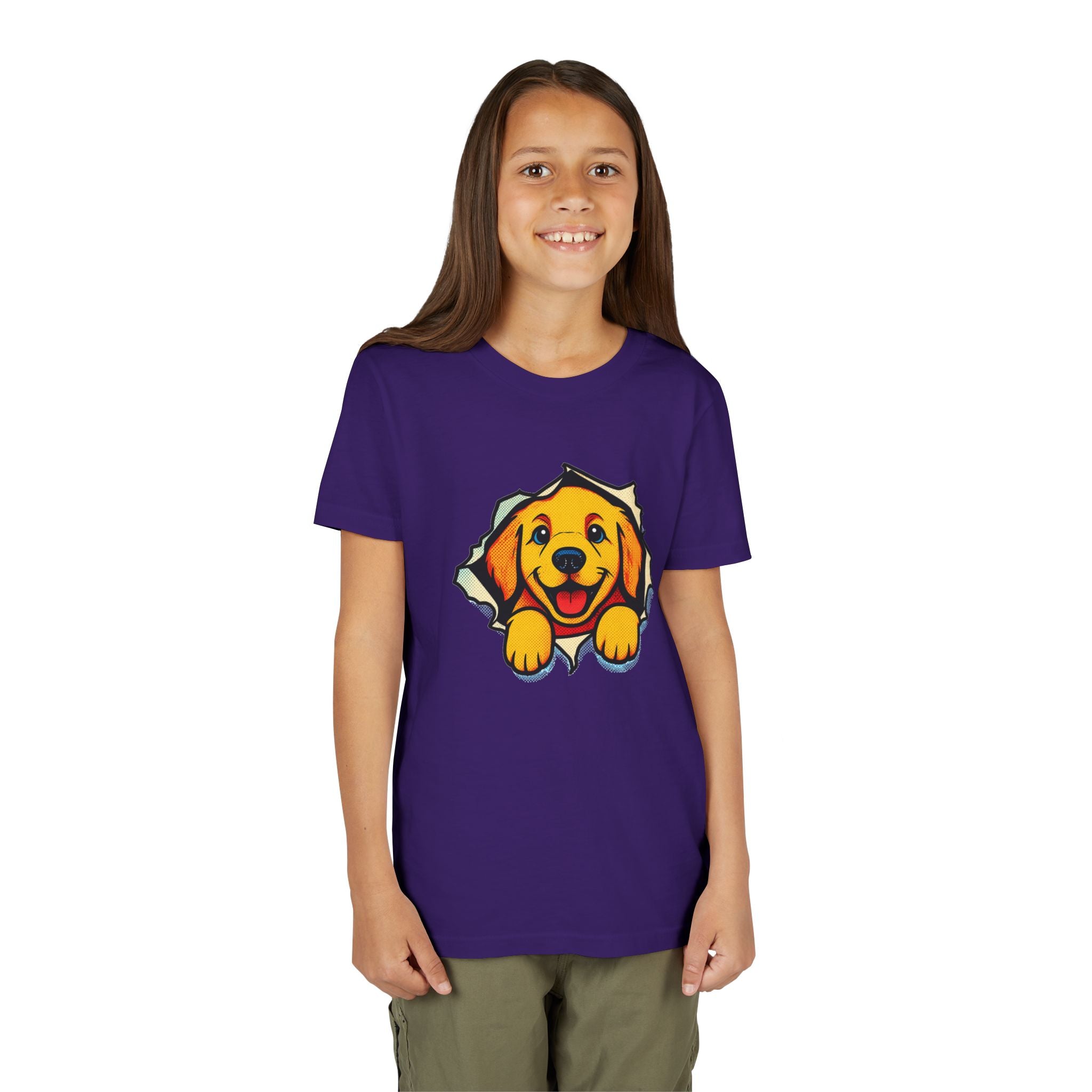 Kids T‑Shirt - Cute Golden Retriever Peeking Puppy Tee for Boys & Girls