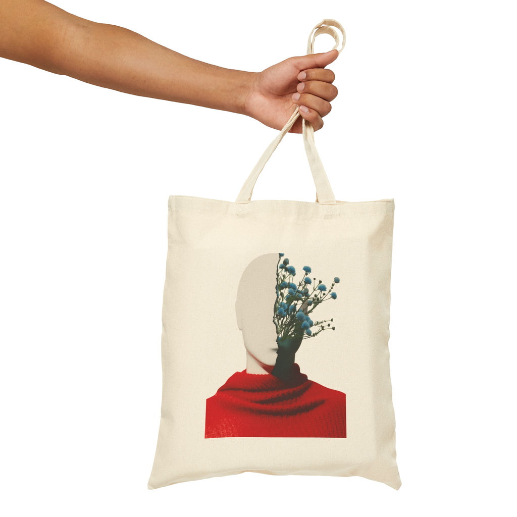 Art Canvas Tote Bag -Surreal Floral Head Art Print