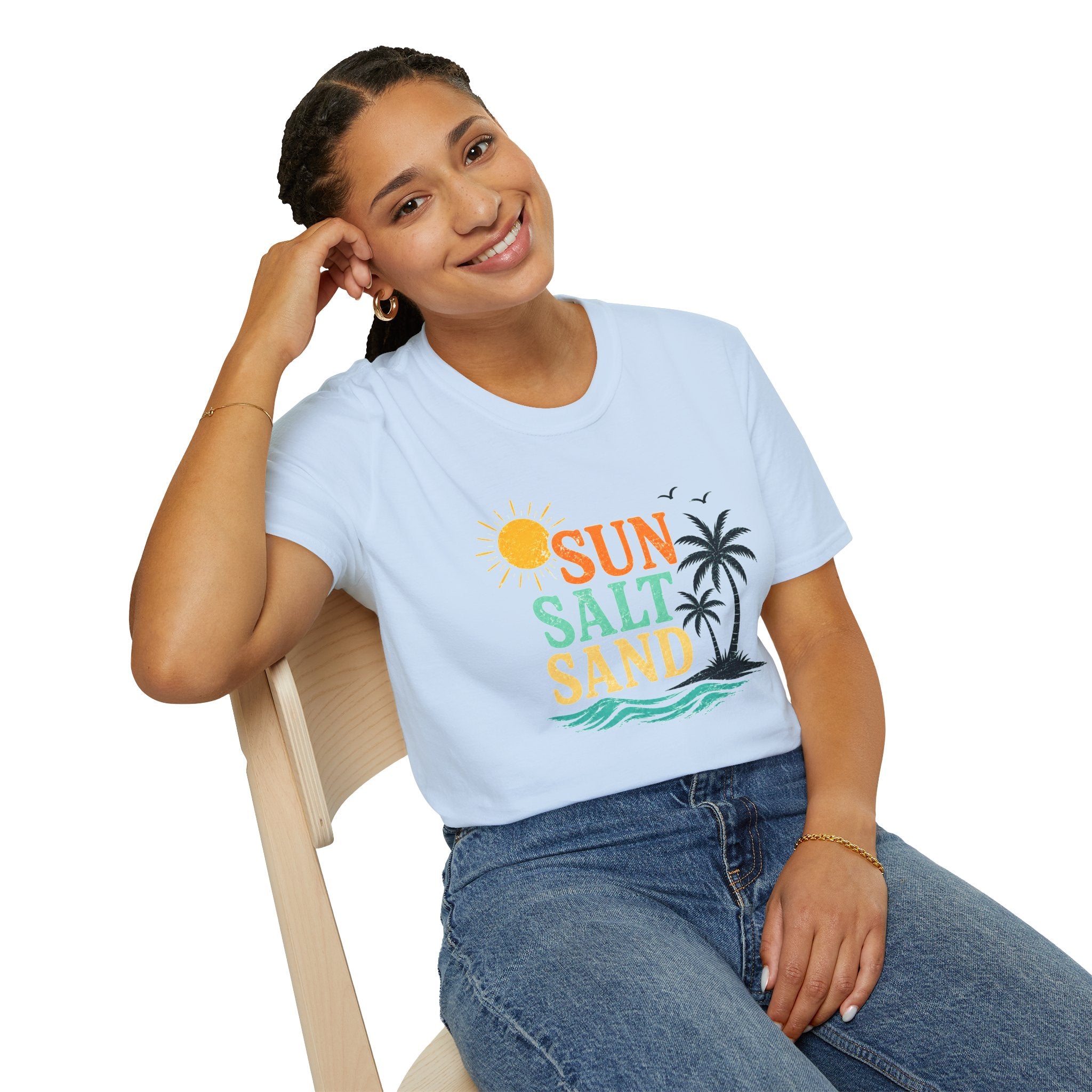 Sun Salt Sand Beach T-Shirt — Palm Tree Summer Vacation Tee