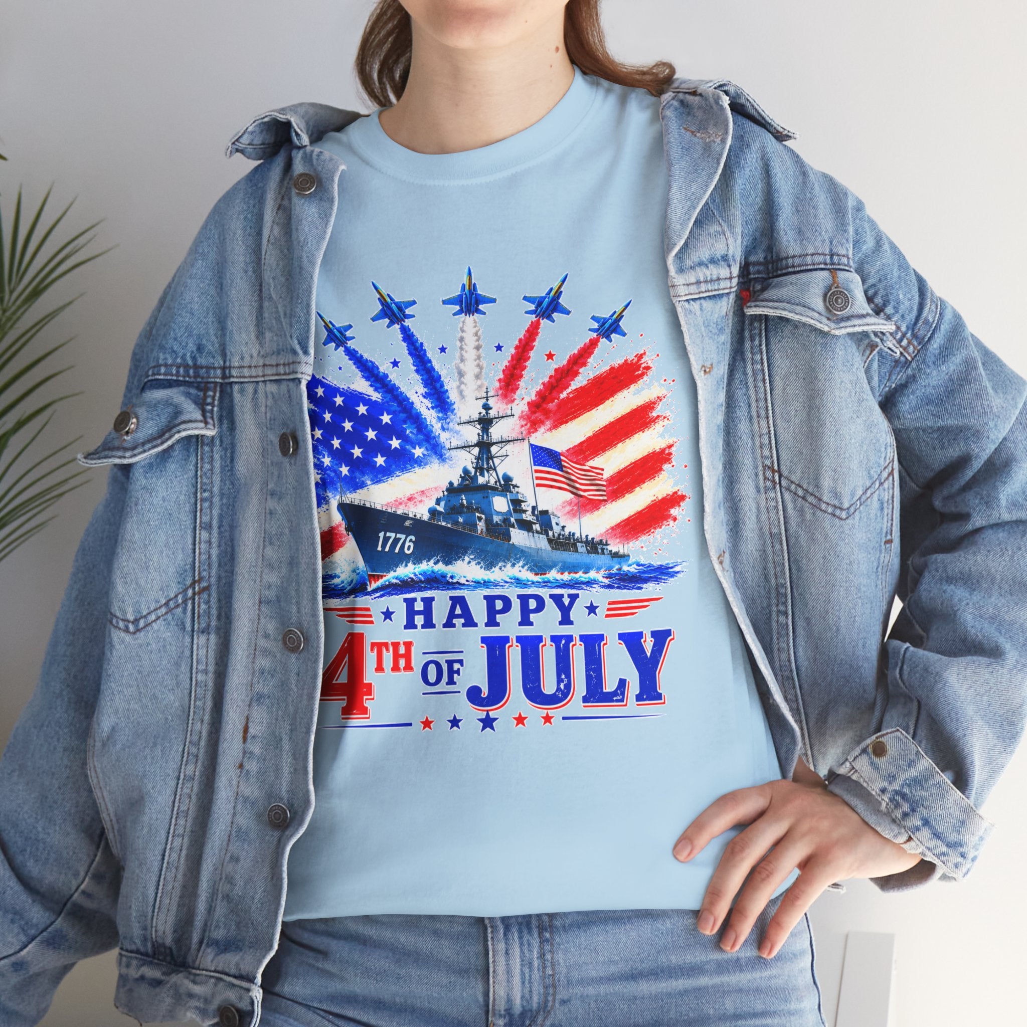 Happy 4th of July Shirt, Patriotic USA Flag Tee, American Eagle & Navy Ship Shirt, Independence Day T-Shirt, Military Pride Gift