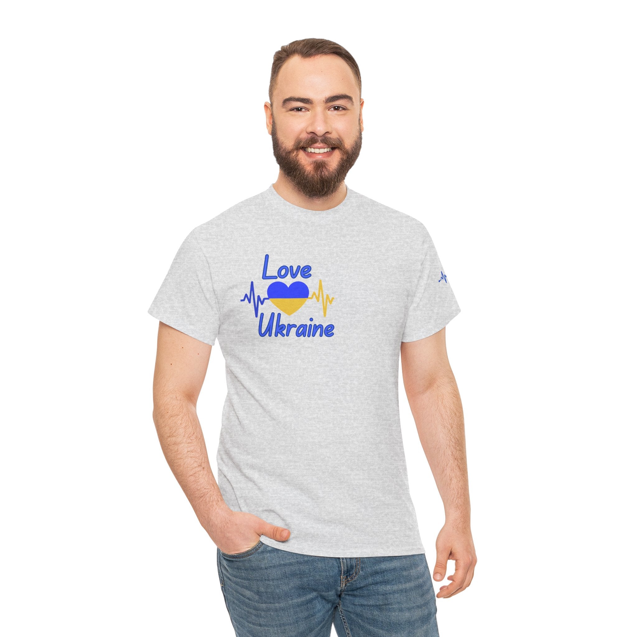 Love Ukraine T-Shirt — Heartbeat Flag Design