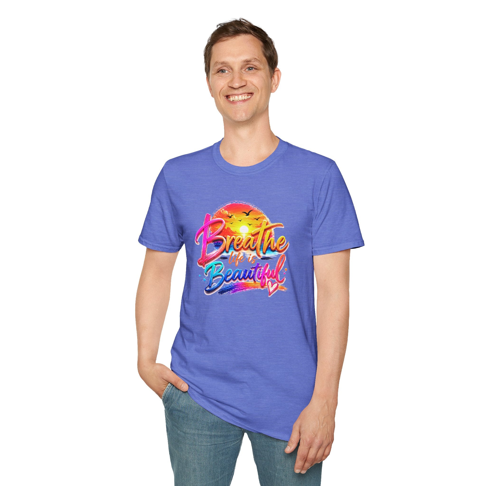 T-Shirt — "Breathe Life Is Beautiful" Sunset Graphic Tee