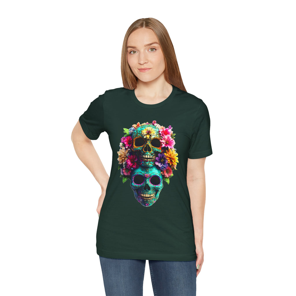 Floral Skull T-Shirt, Day of the Dead Shirt, Sugar Skull Graphic Tee, Colorful Skull Tee, Gothic Floral Shirt