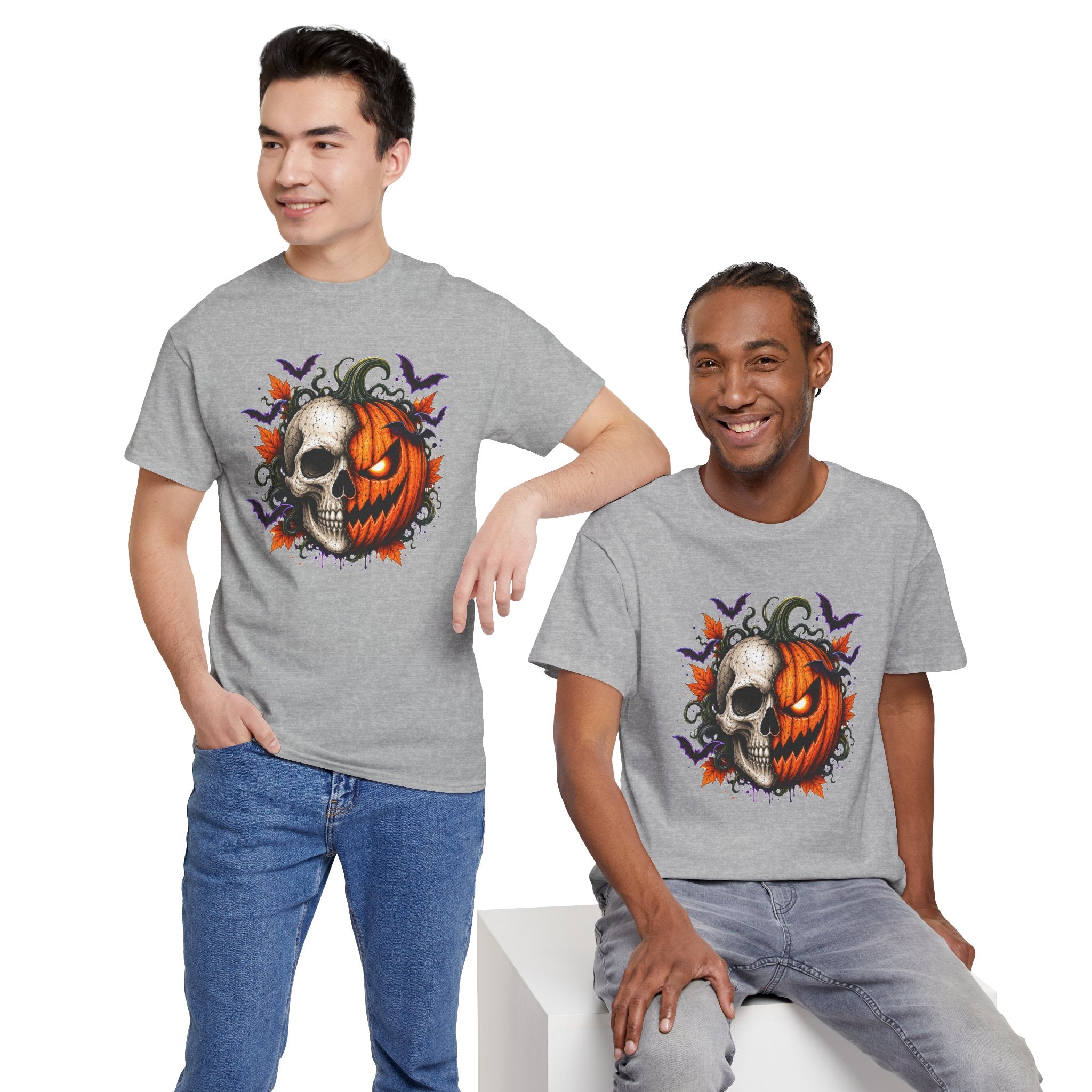 Halloween Skull Pumpkin T-Shirt, Spooky Jack O Lantern Graphic Tee, Unisex Halloween Shirt, Gothic Fall Tee