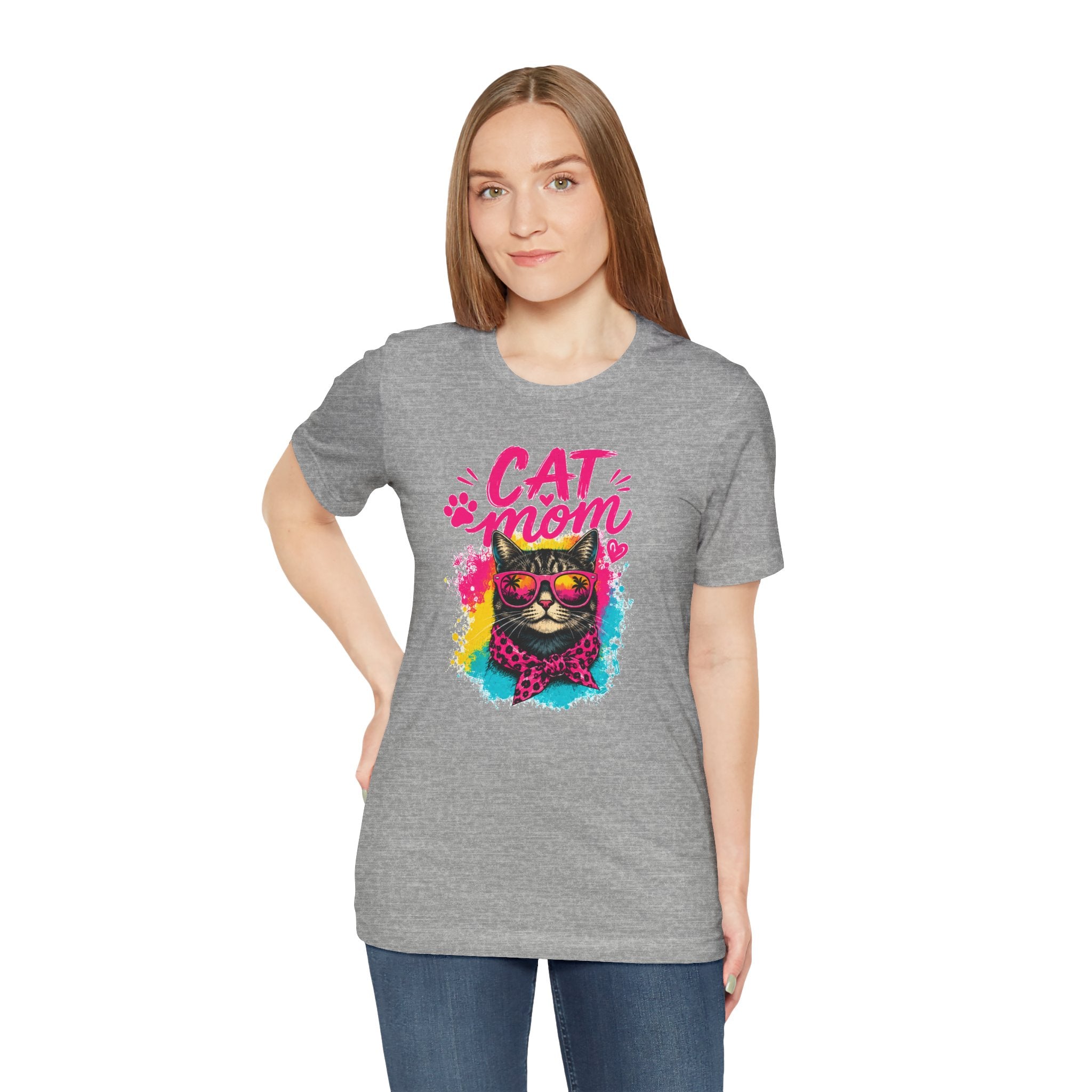 Cat Mom T-Shirt | Funny Cat Mom Gift | Colorful Retro Cat Lover Tee | Cute Cat Graphic Shirt | Unisex Cat Mom Tee