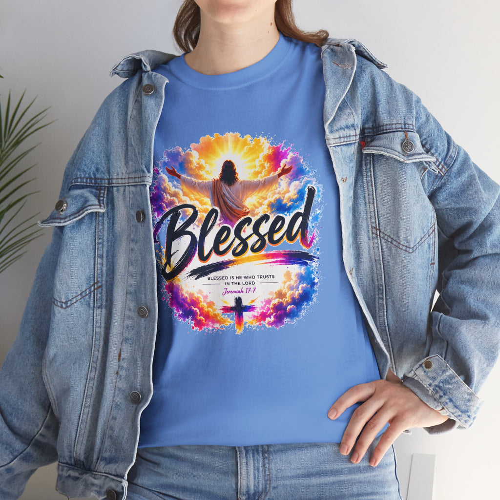 Blessed Christian T-Shirt, Faith Cross Shirt, Religious Graphic Tee, Jesus Lover Gift, Inspirational Unisex Christian Shirt
