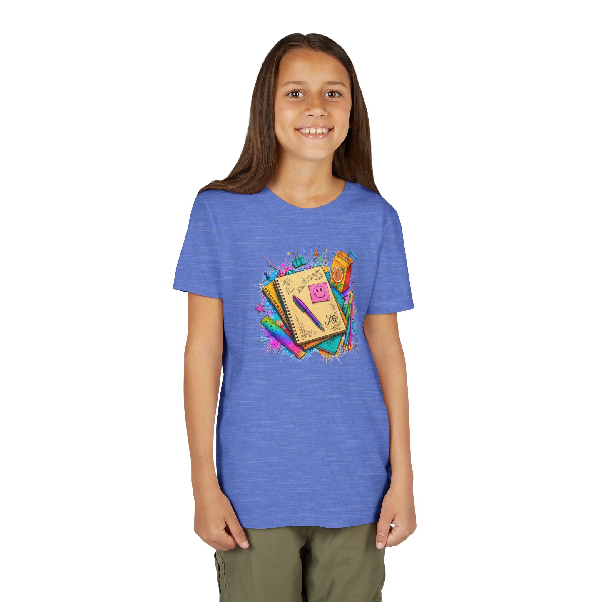 Kids Back to School T‑Shirt — Colorful Notebooks & Pencil Design