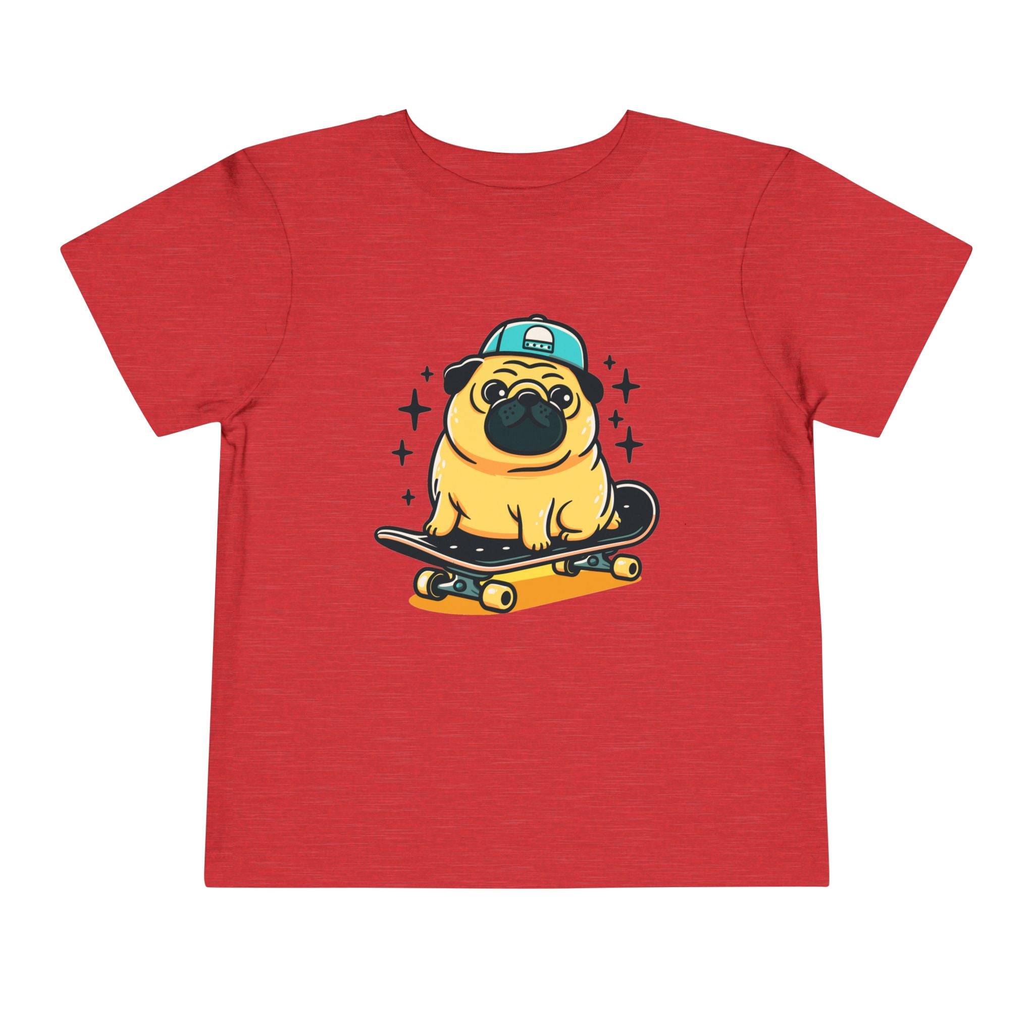 Toddler Tee — Cute Skateboarding Pug Graphic