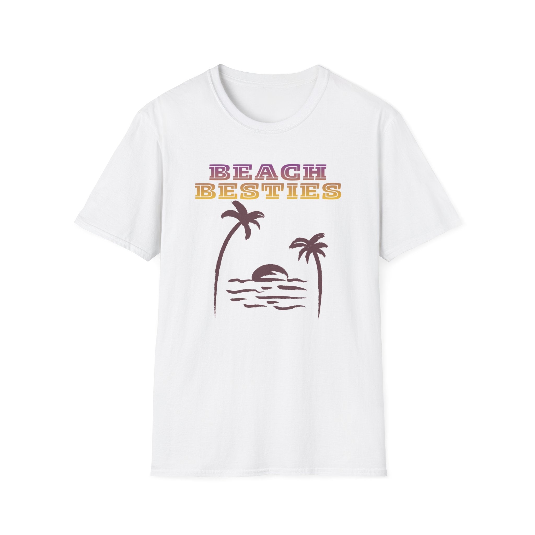 Beach Besties Shirt, Retro Beach Tee, Palm Tree Sunset T-Shirt, Summer Vacation Shirt