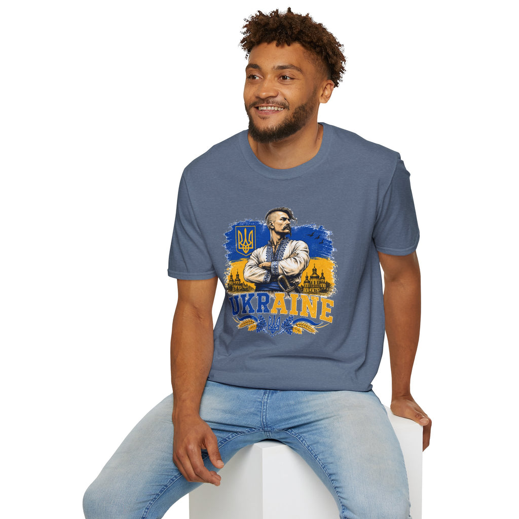 T-Shirt — Ukraine Cossack Patriotic Tee with Tryzub Crest