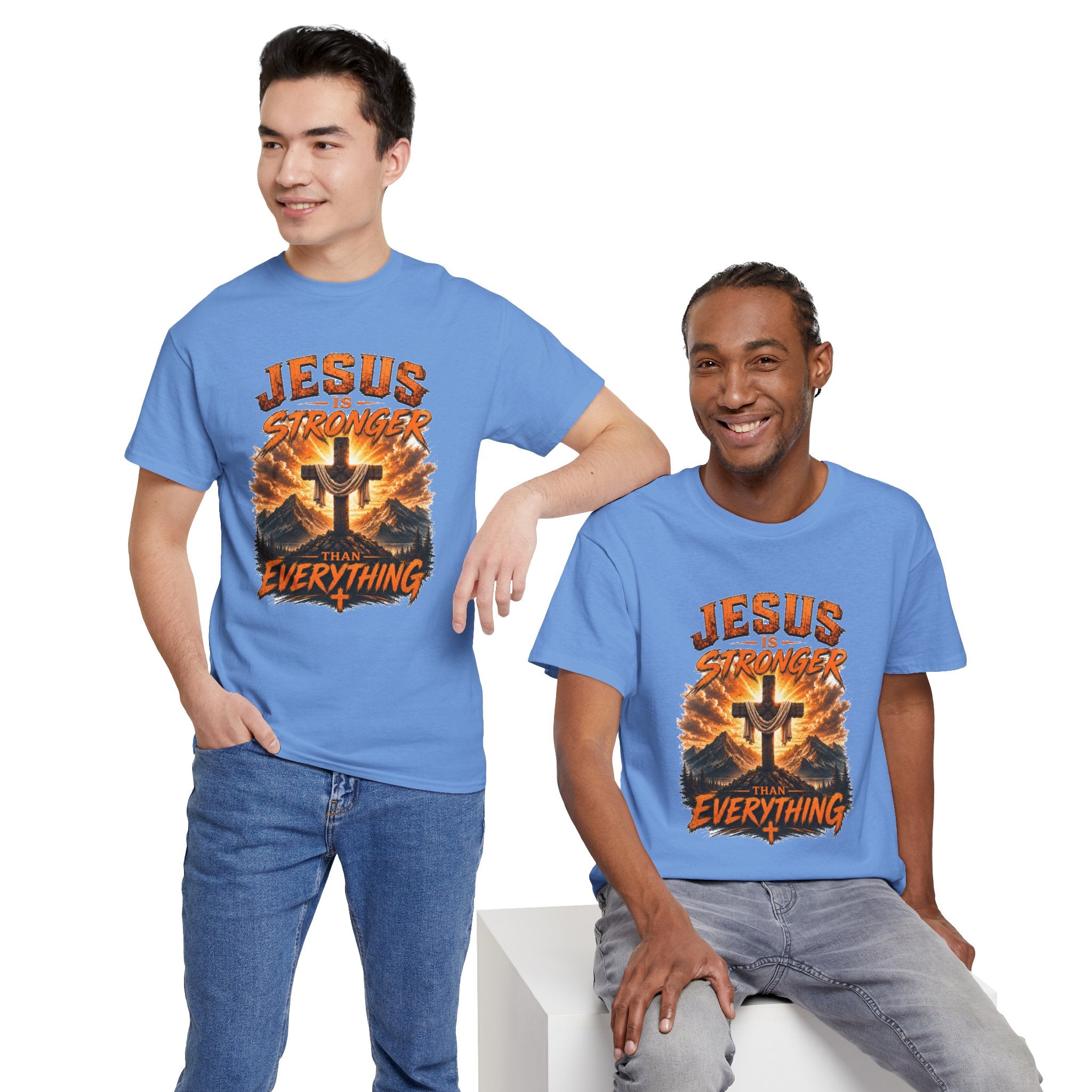 Jesus Is Stronger Than Everything Christian T-Shirt | Faith Cross Graphic Tee | Religious Unisex Shirt | Christian Gift