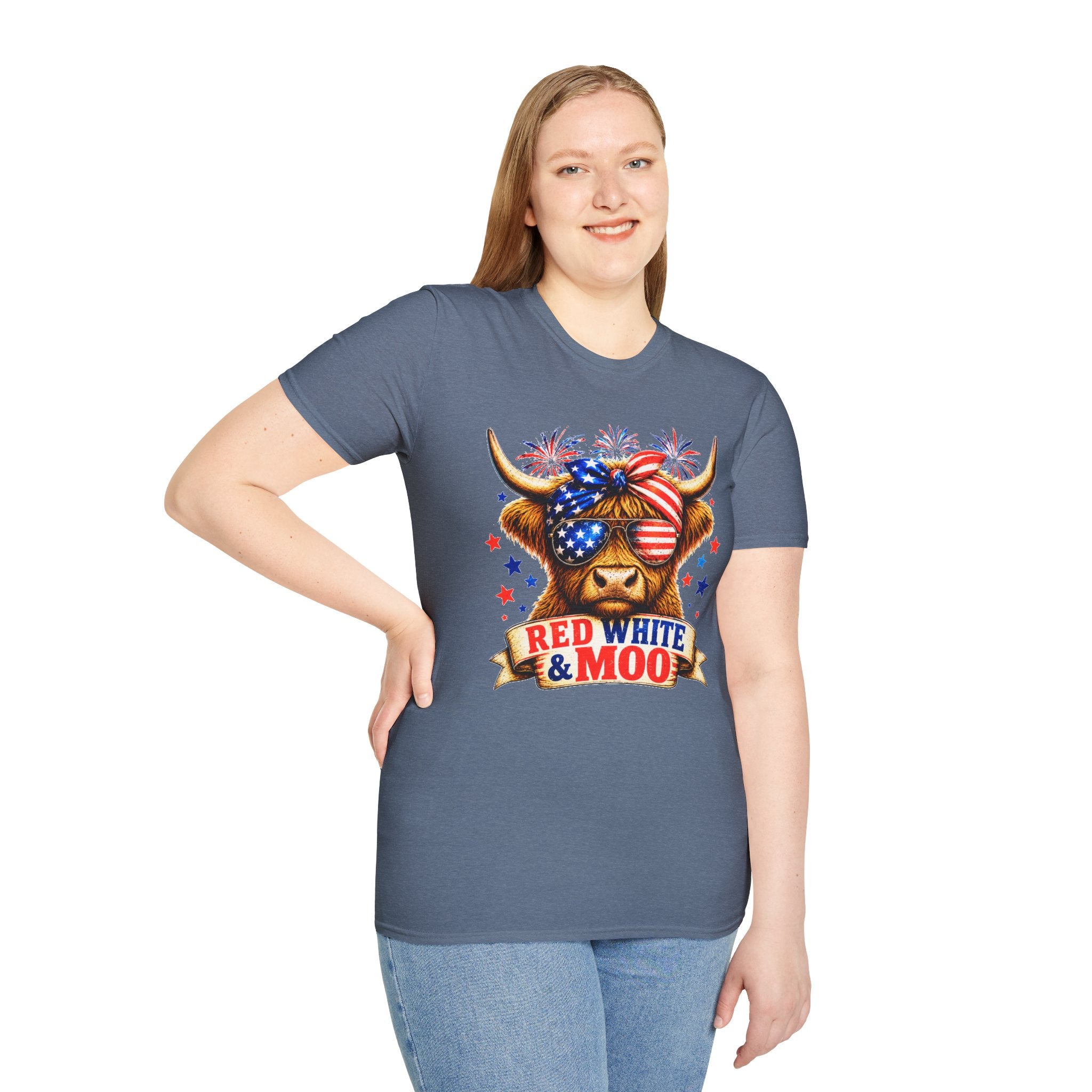 Patriotic Cow T-Shirt — "Red White & Moo" 4th of July Graphic Tee