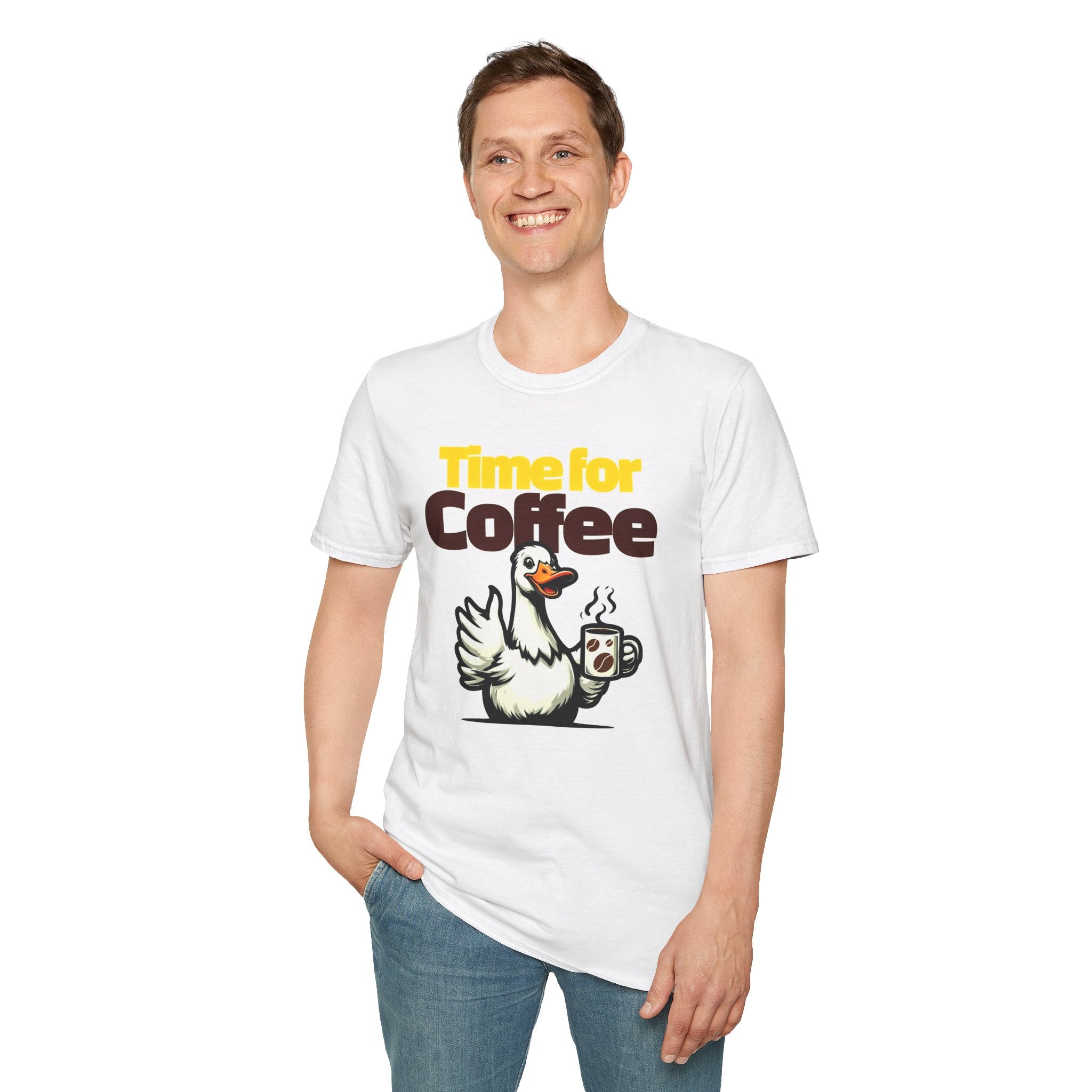 Time for Coffee Goose T-Shirt ☕🪿 Funny Cute Coffee Lover Graphic Tee Unisex Gift