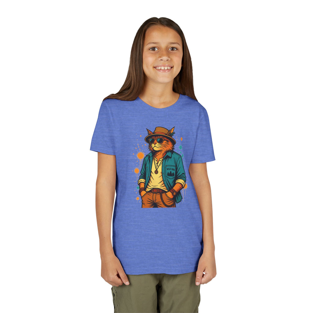 Youth Cat Graphic Tee — Cool Retro Cat in Sunglasses Kids T-Shirt
