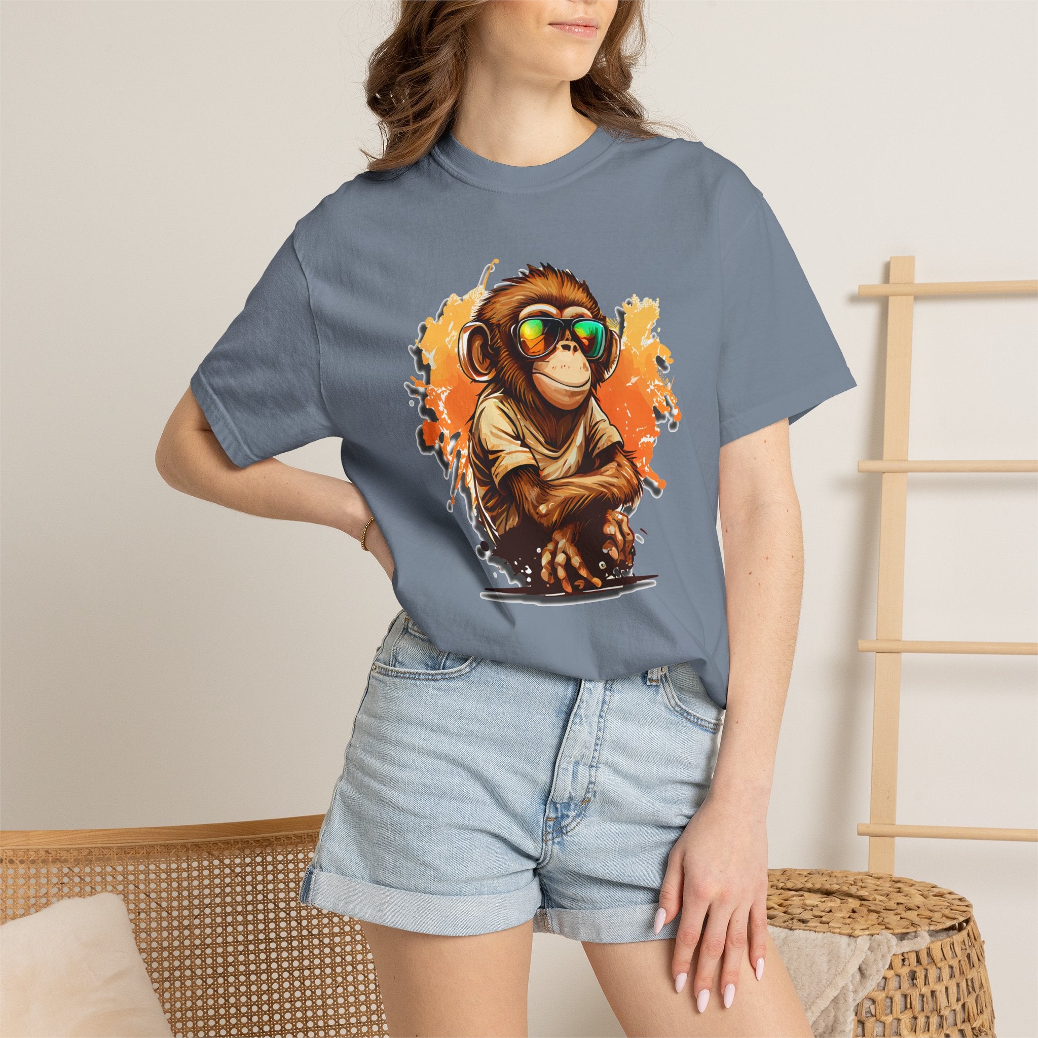 Cool Monkey Graphic T-Shirt | Funny Chimp Sunglasses Tee | Streetwear Animal Shirt | Unisex Casual Gift