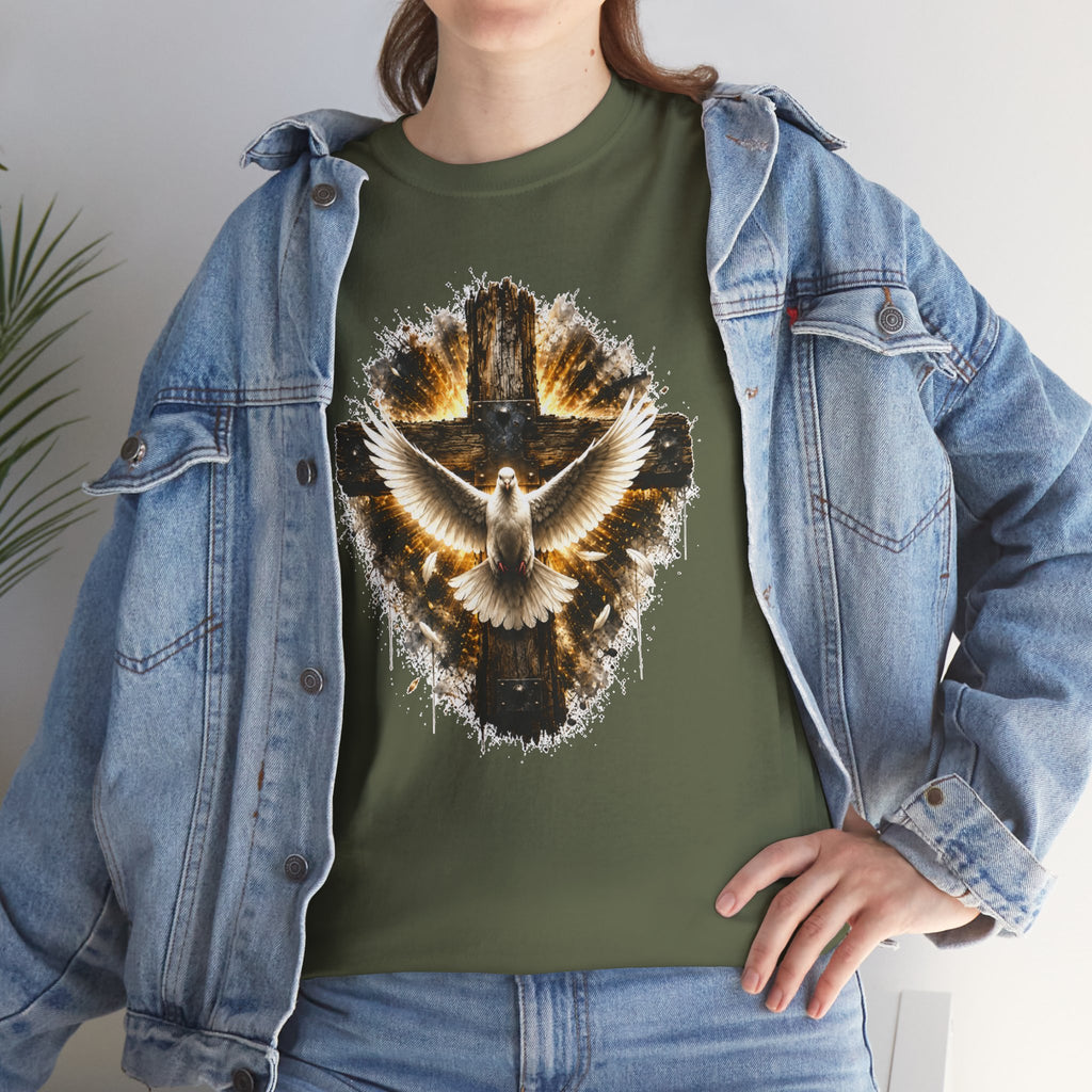 Christian Dove Cross T-Shirt | Holy Spirit Shirt | Faith Graphic Tee | Religious Gift | Bible Believer Shirt | Unisex Christian Tee