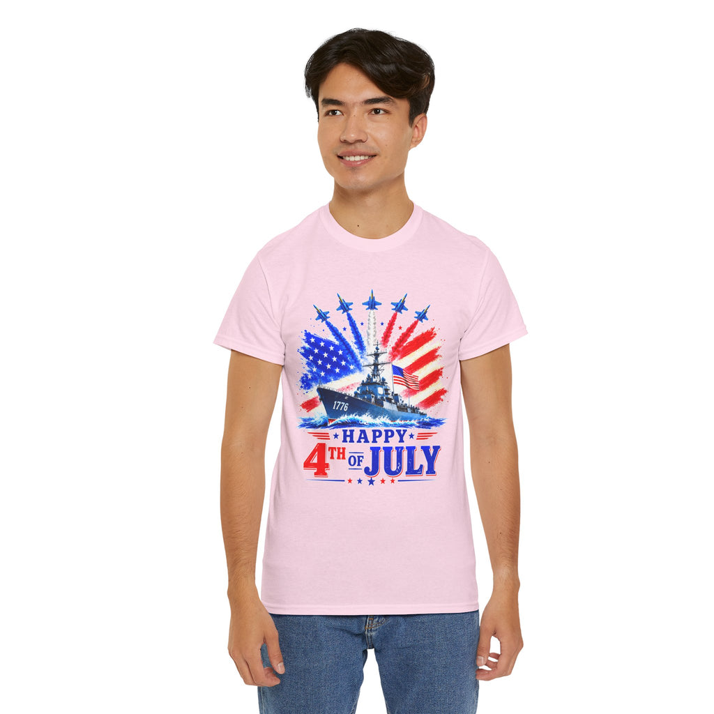 Happy 4th of July Shirt, Patriotic USA Flag Tee, American Eagle & Navy Ship Shirt, Independence Day T-Shirt, Military Pride Gift