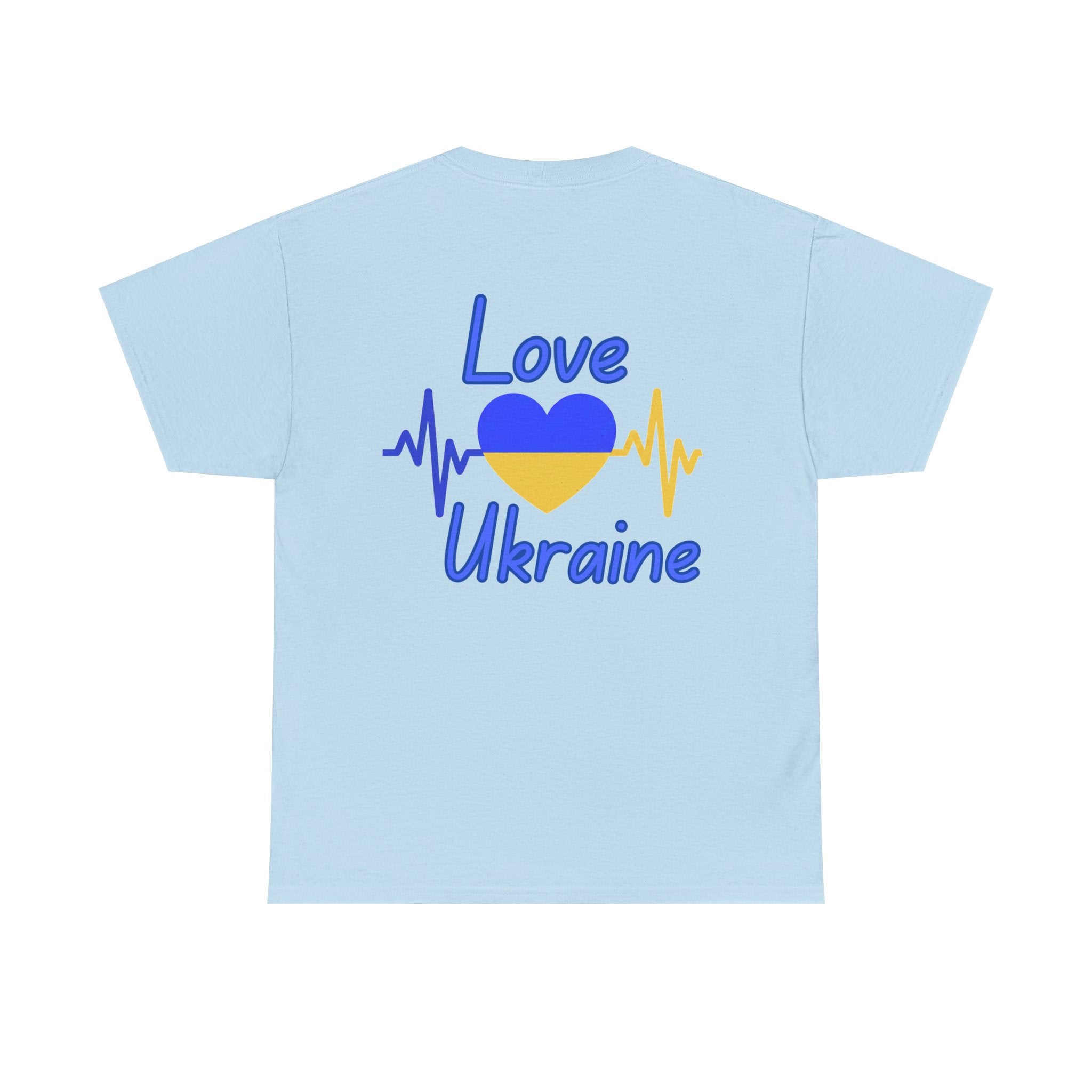 Love Ukraine T-Shirt — Heartbeat Blue & Yellow Support Tee