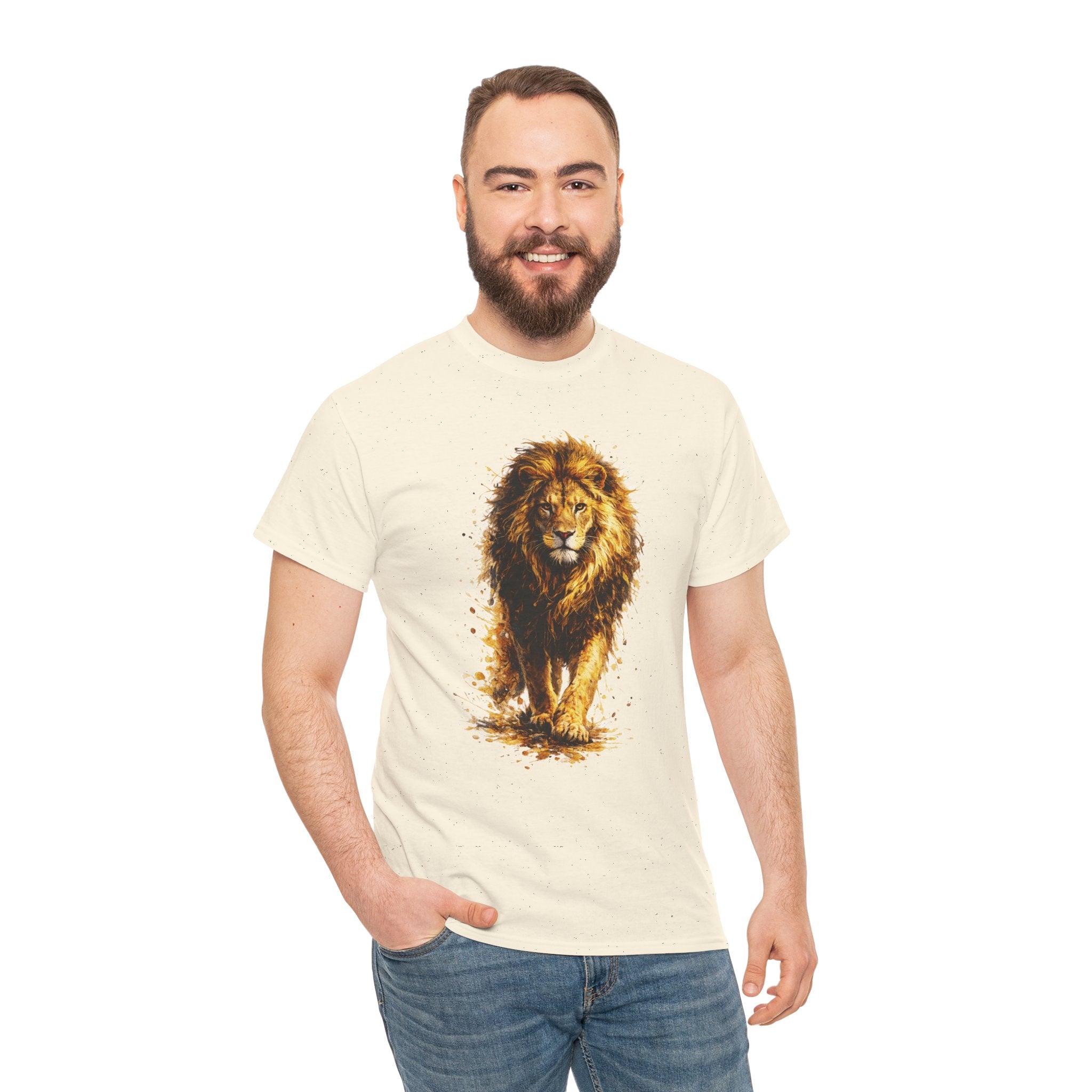 Lion Graphic T-Shirt, Majestic Walking Lion Tee, Watercolor Wildlife Shirt, Unisex Animal Graphic Tee, Lion Lover Gift, Nature Art Shirt