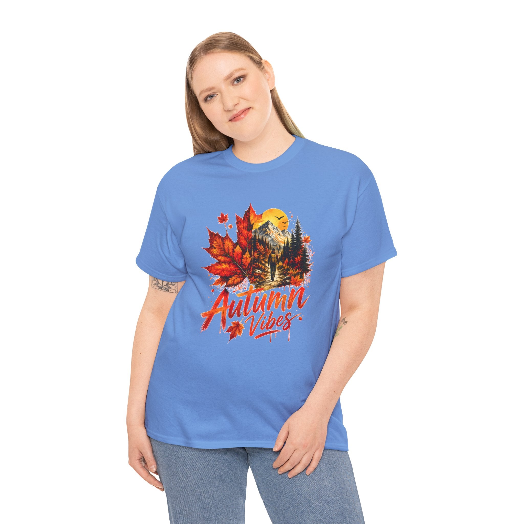 Autumn Vibes Shirt Fall Graphic Tee Colorful Leaves Nature T Shirt Cozy Fall Outfit