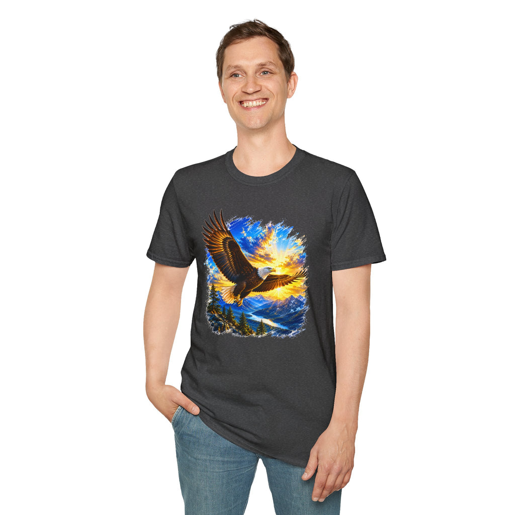 Majestic Eagle Sunset T-Shirt | Freedom Eagle Graphic Tee | Nature Wildlife Shirt | Mountain Sunset Unisex Tee | Outdoor Adventure Gift