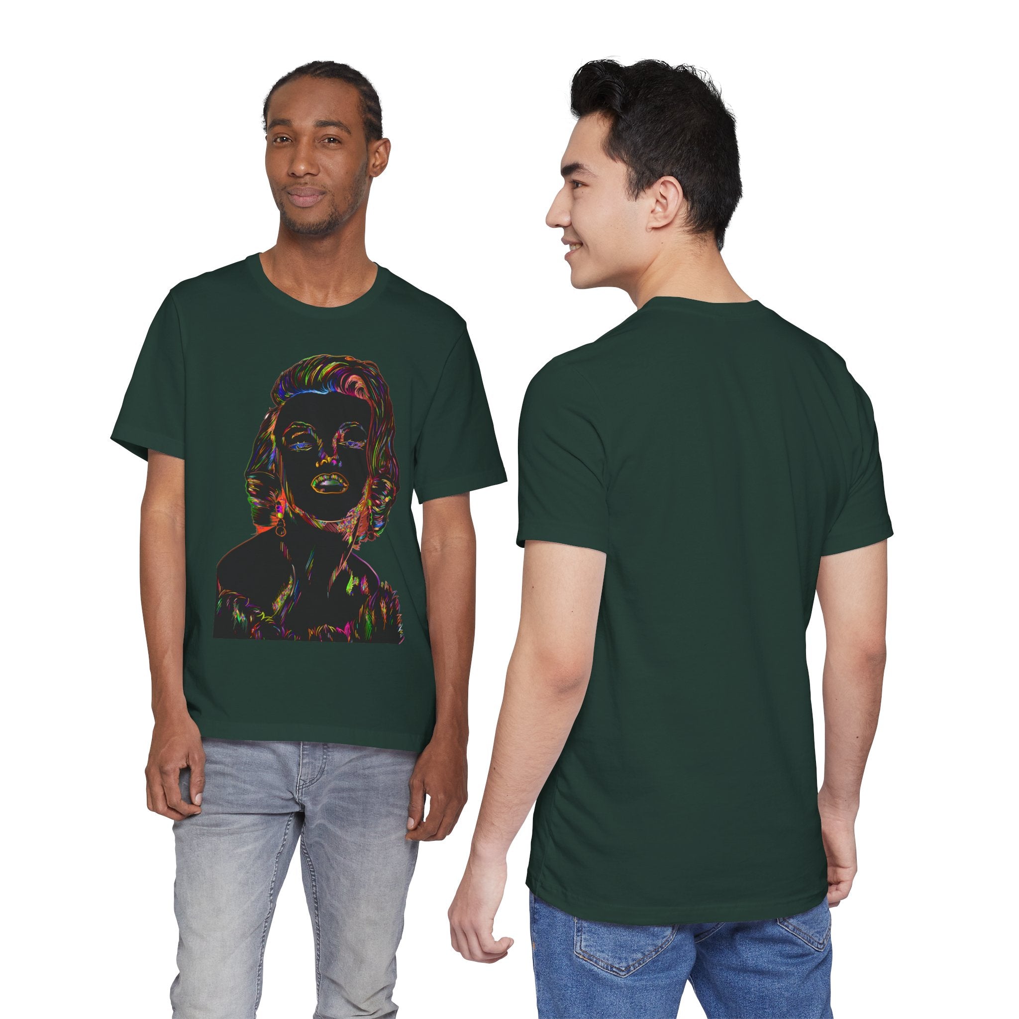 Neon Pop Art Portrait T-Shirt – Retro Rainbow Graphic Tee
