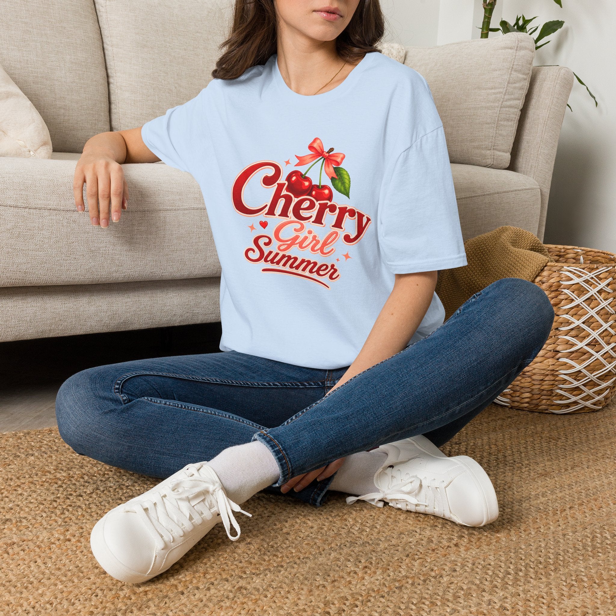 Cherry Girl Summer T-Shirt | Cute Retro Cherry Tee | Coquette Aesthetic Shirt | Summer Graphic Tee | Trendy Women's Shirt