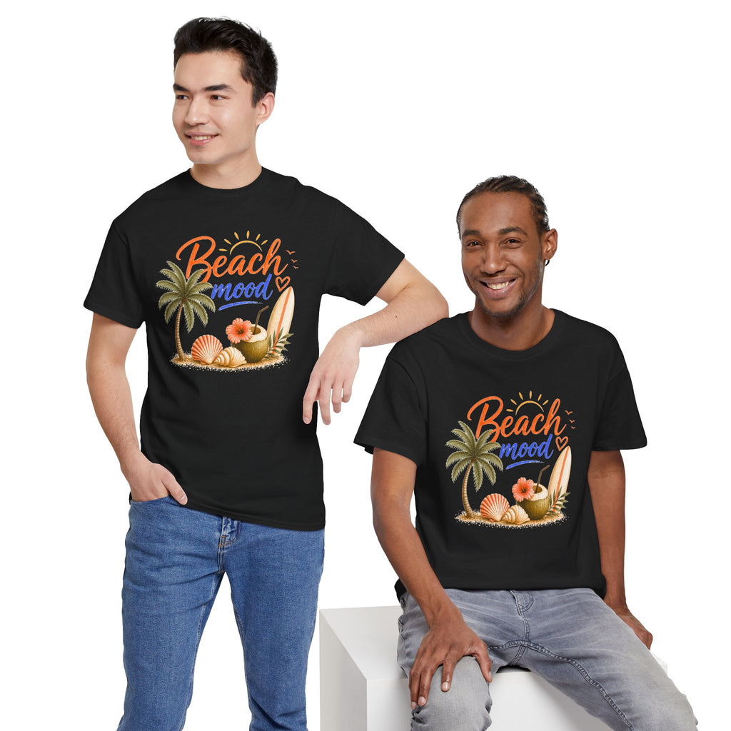 Beach Mood T-Shirt - Tropical Palm, Seashell Graphic Tee