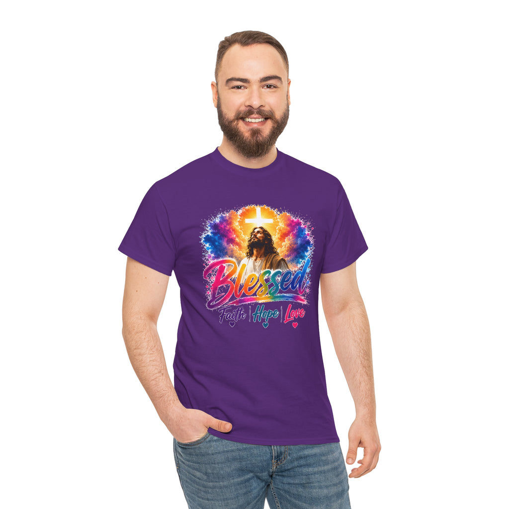 Blessed Faith Hope Love Shirt, Jesus Cross Christian Tee, Religious Gift, Colorful Faith Unisex T-Shirt