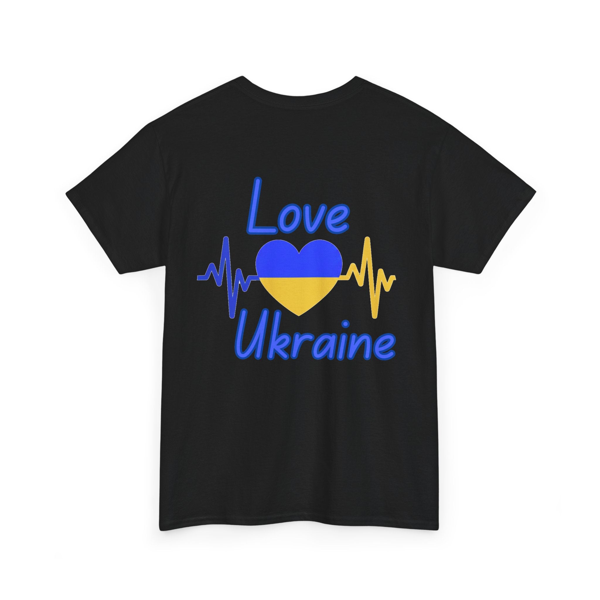 Love Ukraine T-Shirt — Heartbeat Blue & Yellow Support Tee
