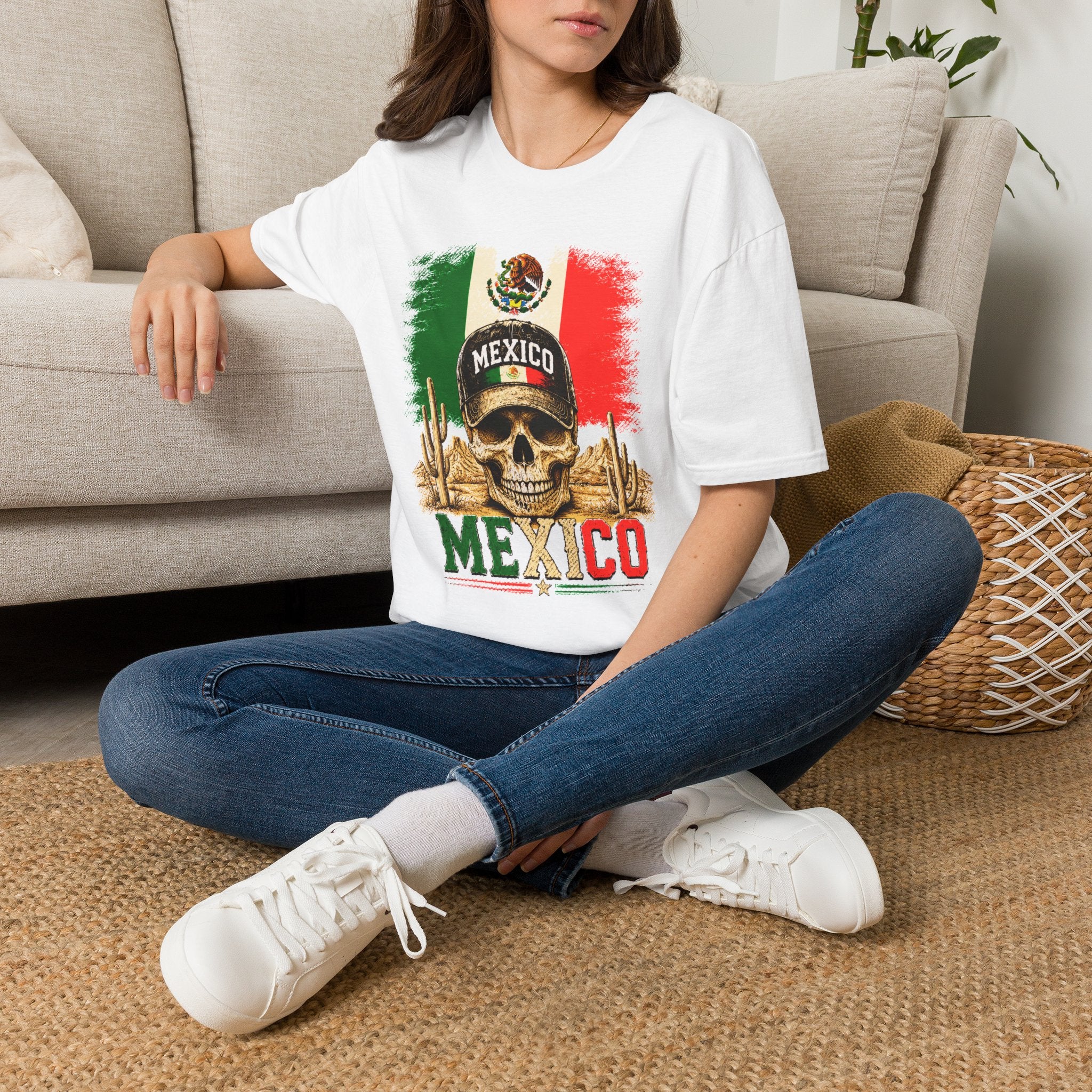 Mexico Flag Skull T-Shirt, Vintage Mexican Skull Shirt, Dia De Los Muertos Tee, Patriotic Mexico Graphic Tee, Gift for Men Women