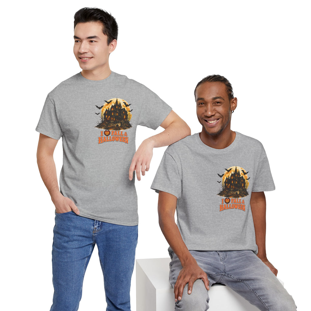 Halloween Fall Graphic Tee — "I  Fall & Halloween" Vintage Pumpkin & Spooky Characters Shirt