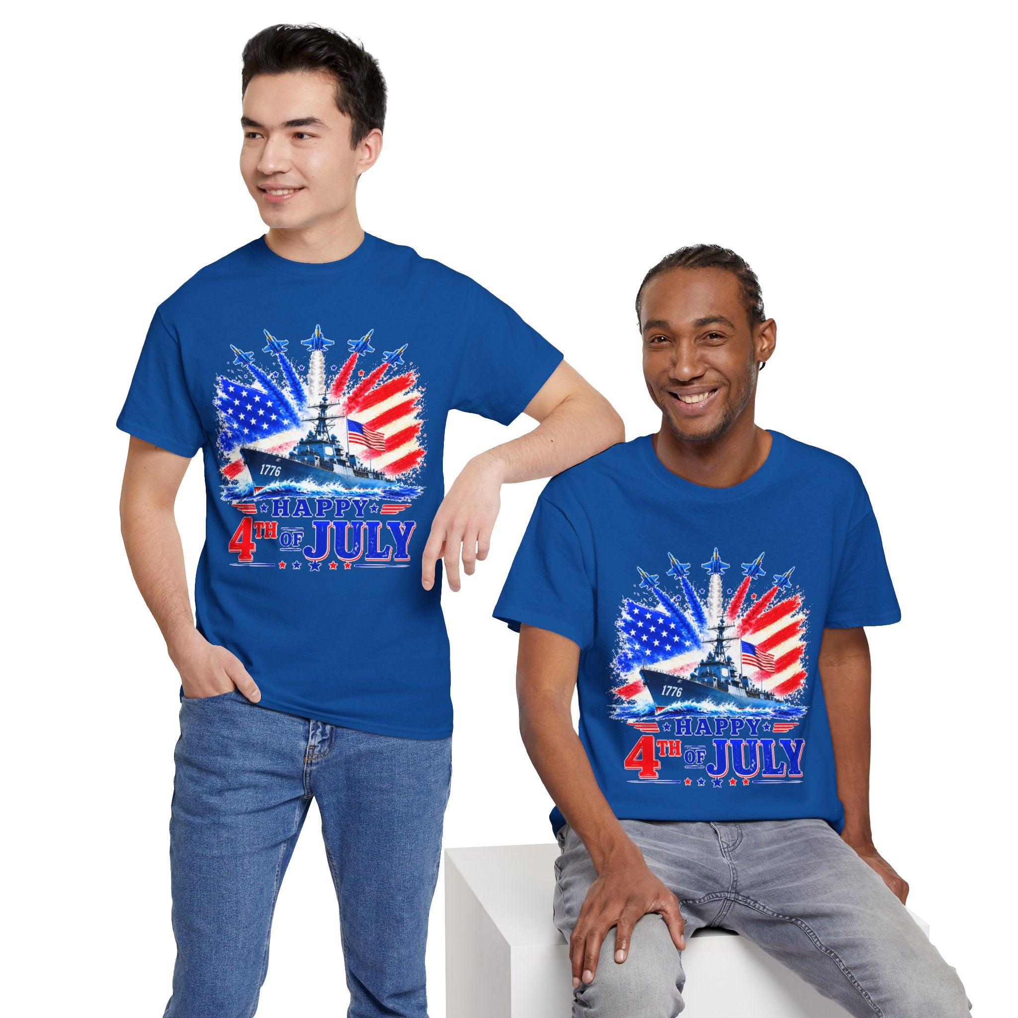 Happy 4th of July Shirt, Patriotic USA Flag Tee, American Eagle & Navy Ship Shirt, Independence Day T-Shirt, Military Pride Gift