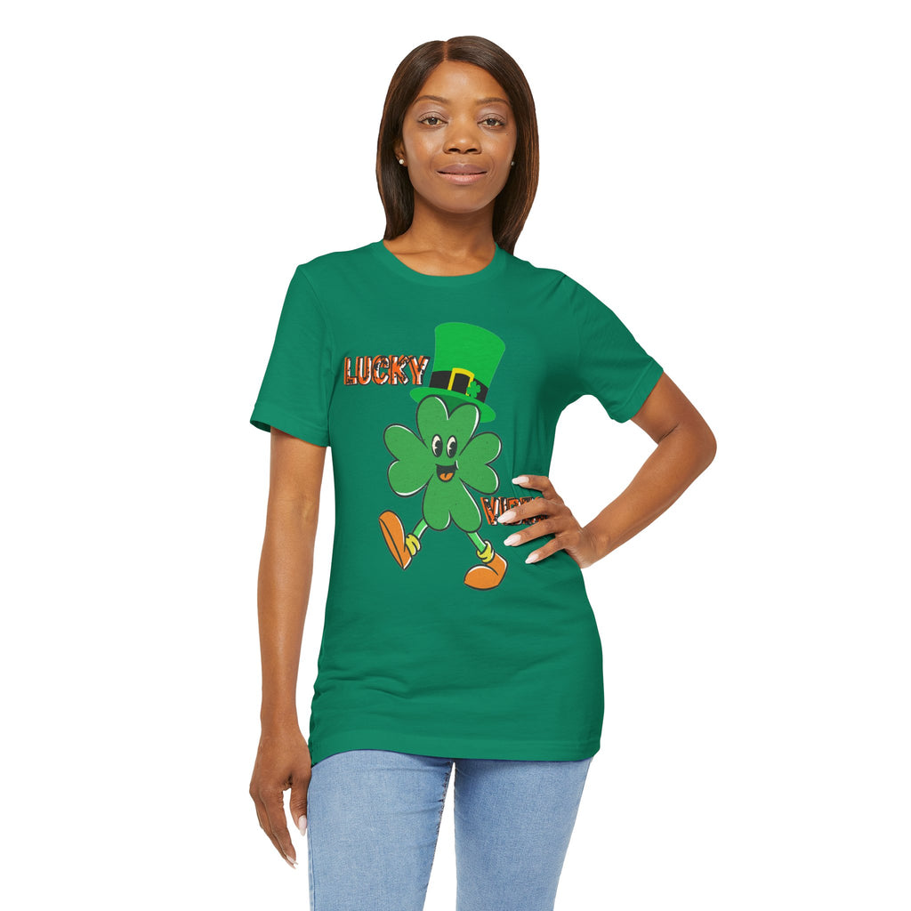 Lucky Vibes Saint Patrick's Day T-Shirt — Walking Shamrock Graphic Tee