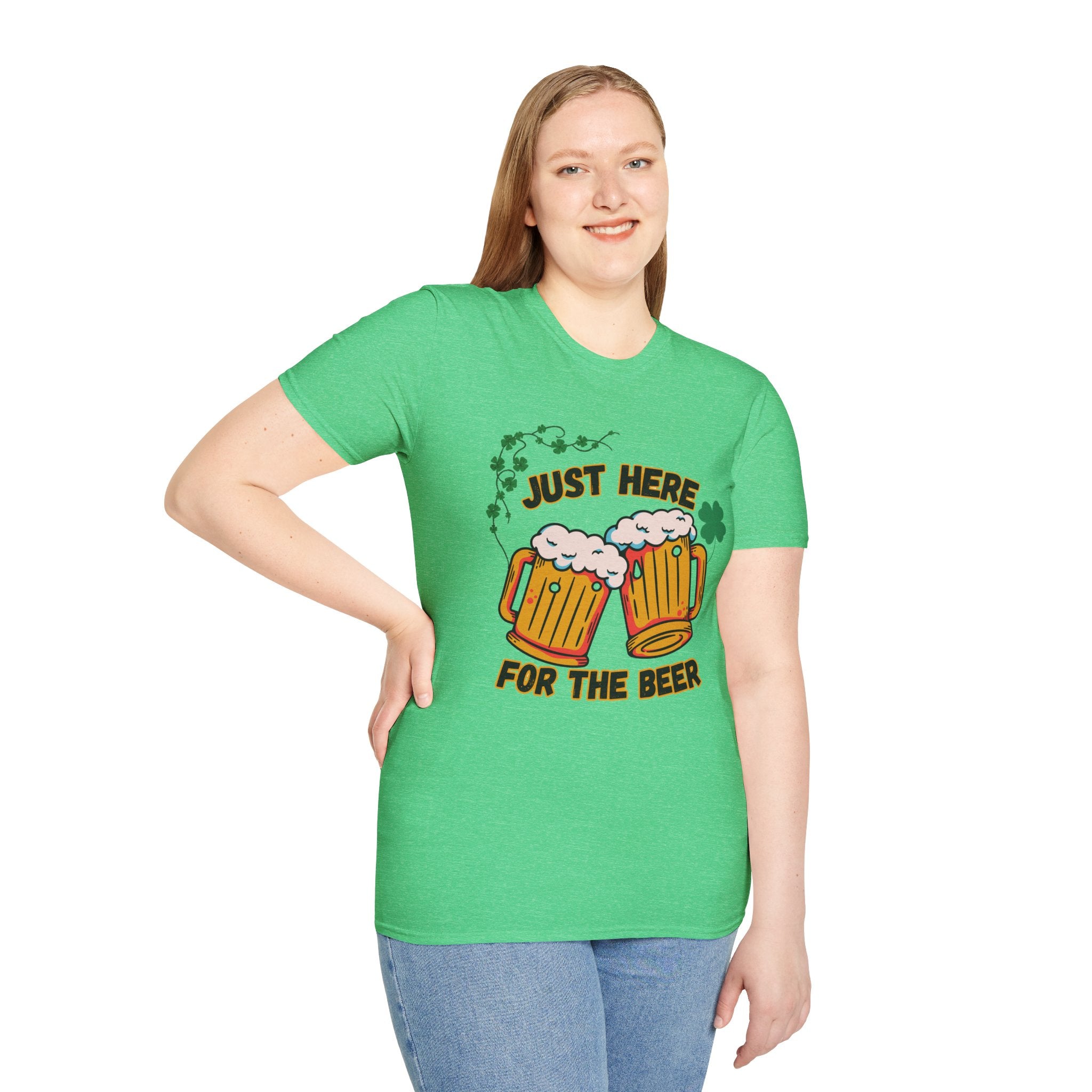 St. Patrick’s Beer T-Shirt — "Just Here for the Beer" Funny Clover Pub Tee
