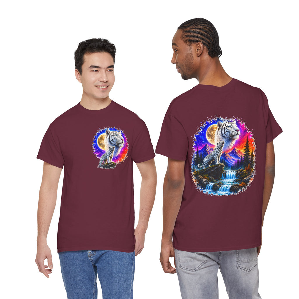 White Tiger Moon T-Shirt | Colorful Wildlife Graphic Tee | Big Cat Lover Gift | Unisex Nature Shirt