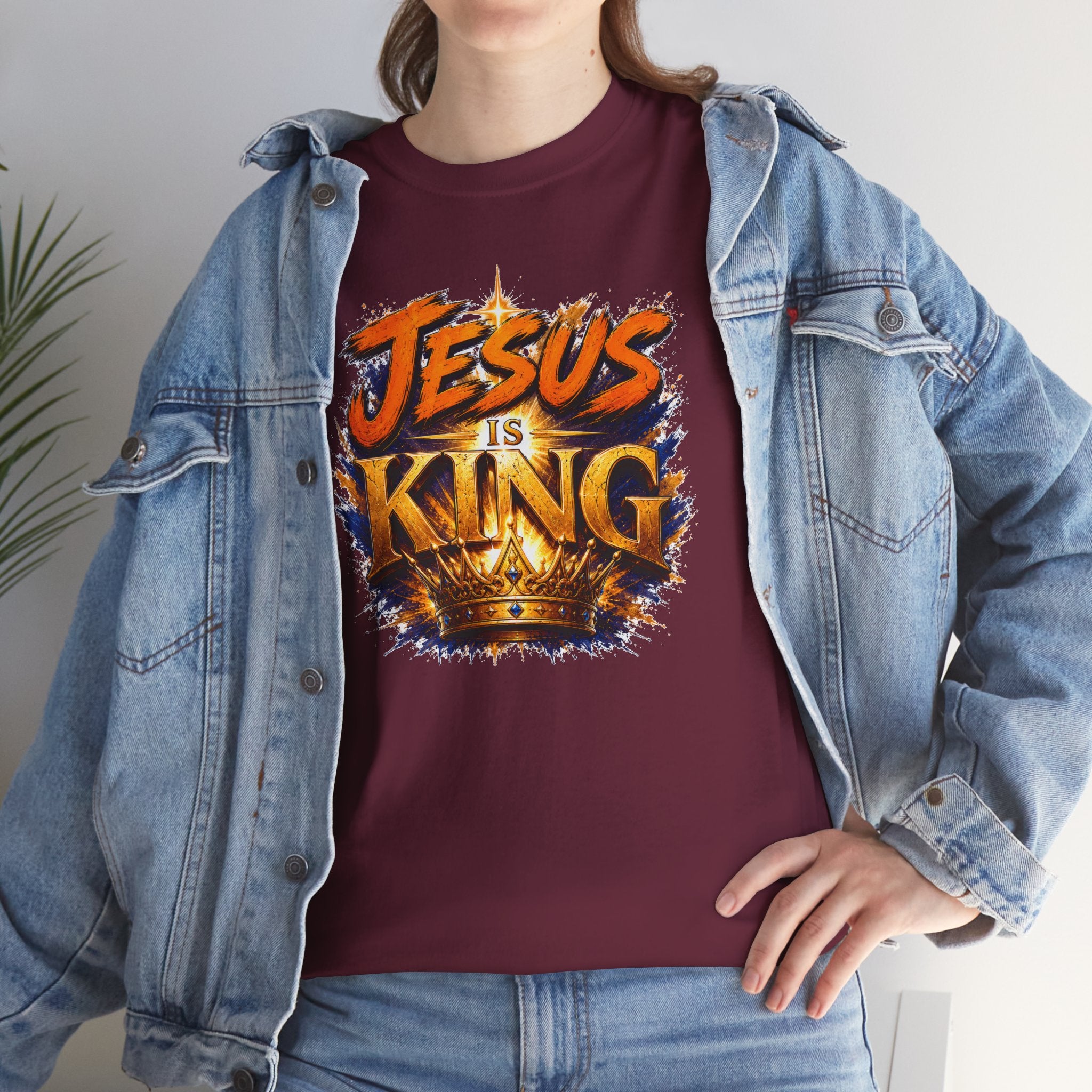 Jesus Is King Christian T-Shirt | Crown Graphic Tee | Religious Unisex Shirt | Faith Apparel | Christian Gift for Men & Women