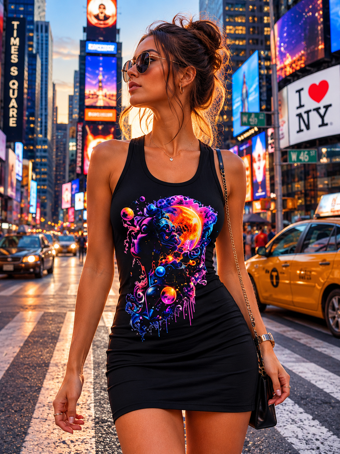 Psychedelic Cosmic Woman Racerback Dress — Galaxy Art AOP