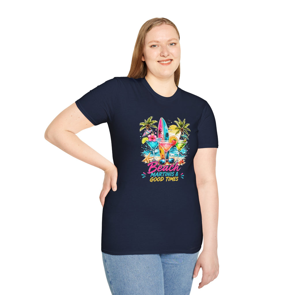 Beach Cocktails T-Shirt, Tropical Summer Shirt, Beach Martini Tee, Coastal Vacation Shirt, Summer Graphic Tee