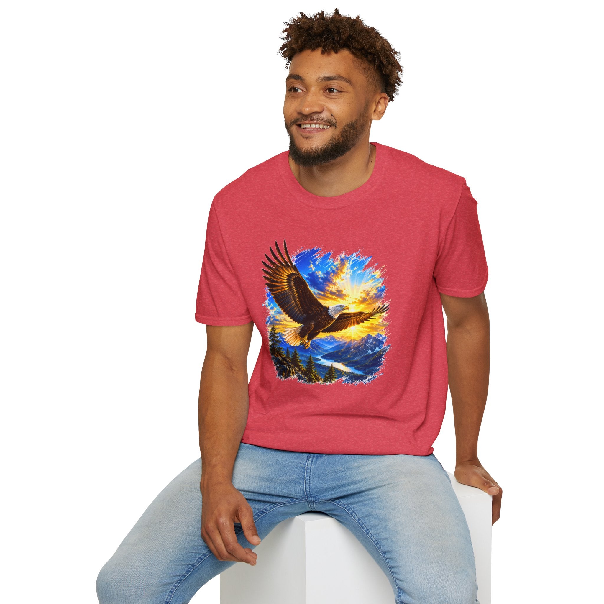 Majestic Eagle Sunset T-Shirt | Freedom Eagle Graphic Tee | Nature Wildlife Shirt | Mountain Sunset Unisex Tee | Outdoor Adventure Gift