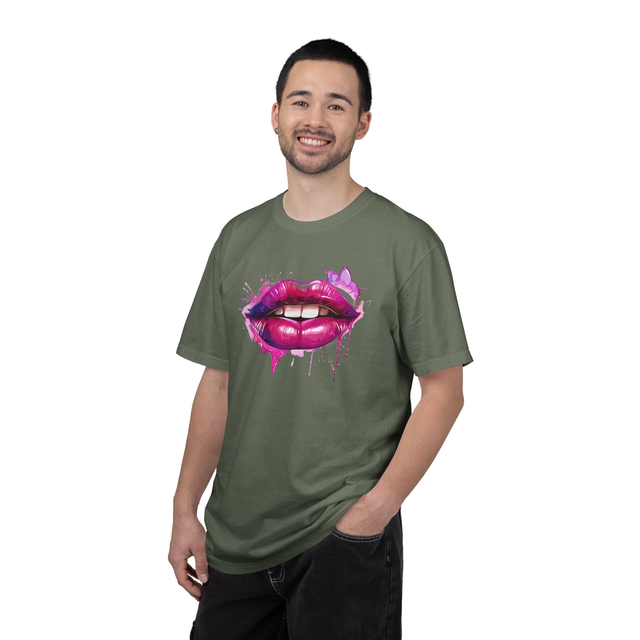 Lip Art T-Shirt — Pink Drip Painted Lips Graphic Tee