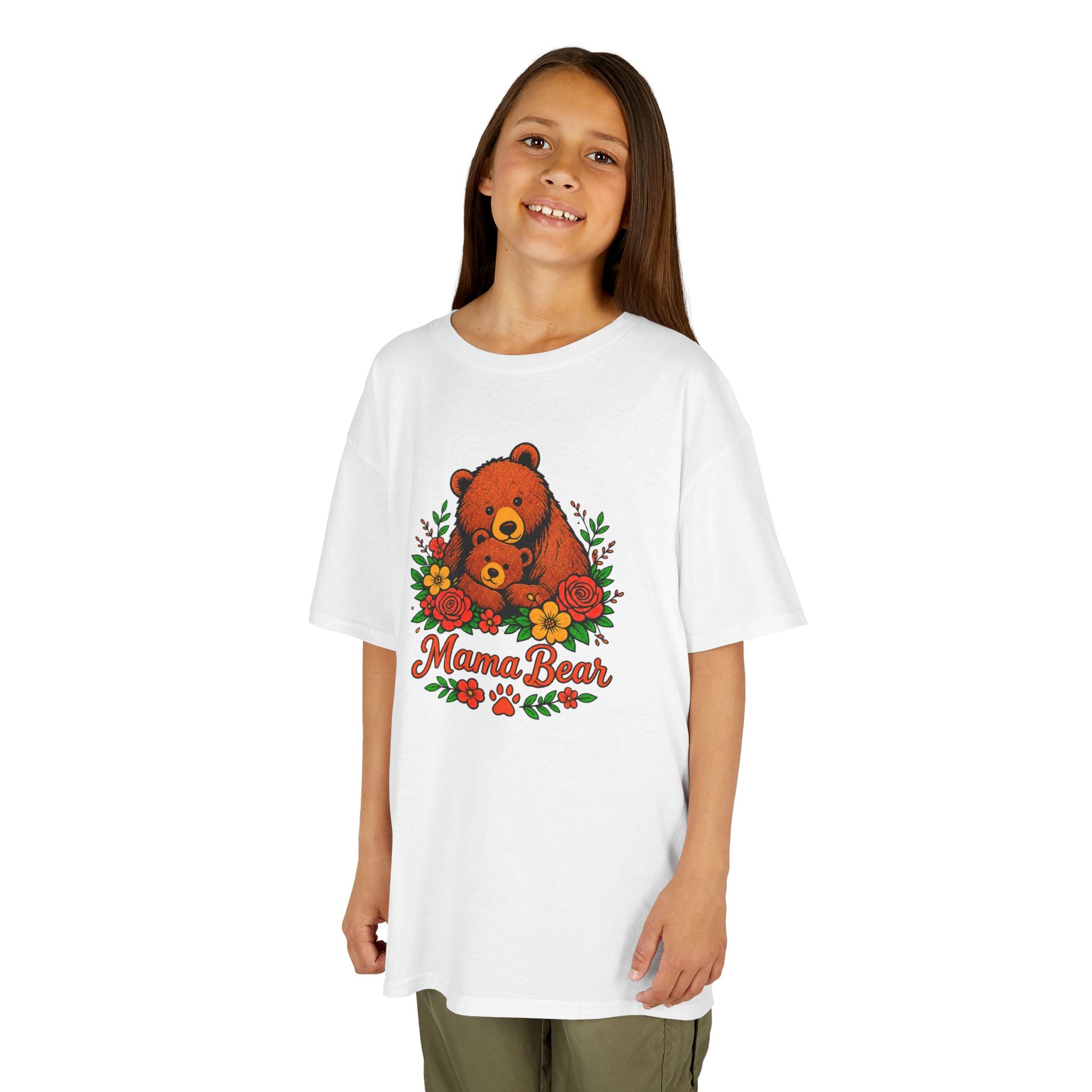 Kids T-Shirt — 'Mama Bear' Cute Floral Bear Graphic