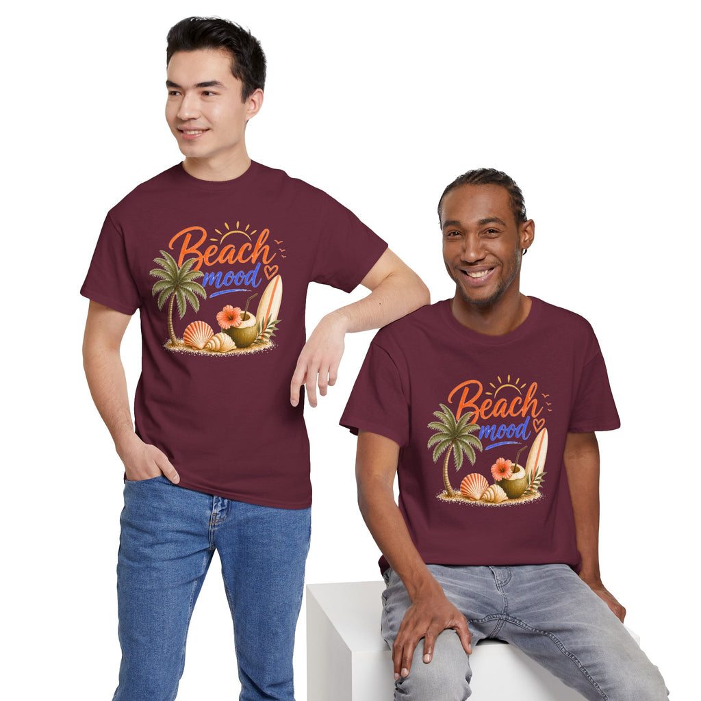 Beach Mood T-Shirt - Tropical Palm, Seashell Graphic Tee