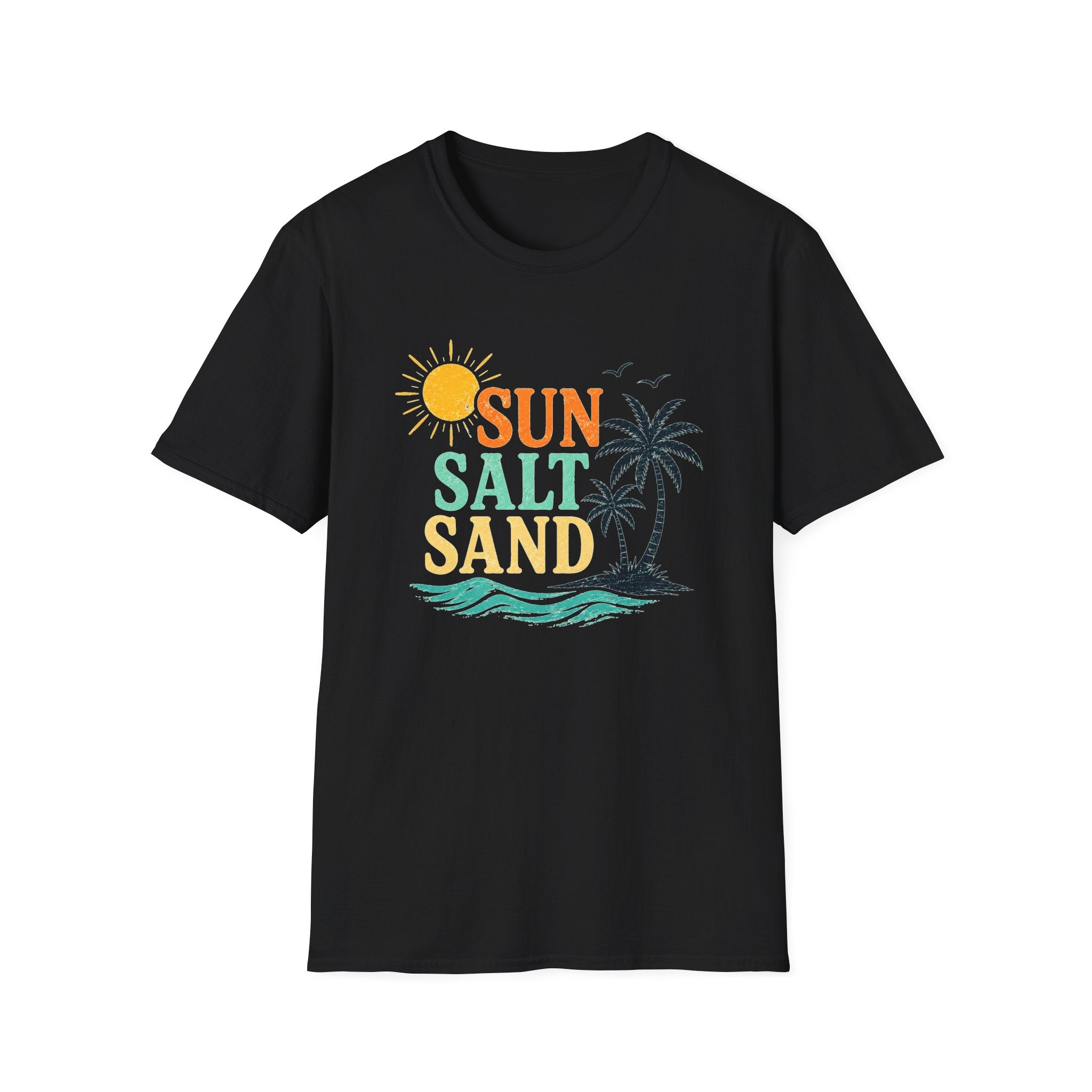 Sun Salt Sand Beach T-Shirt — Palm Tree Summer Vacation Tee