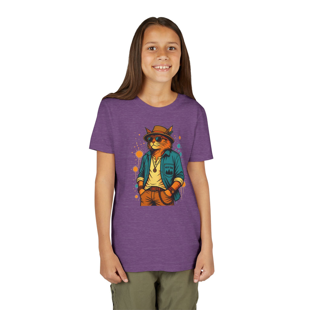 Youth Cat Graphic Tee — Cool Retro Cat in Sunglasses Kids T-Shirt
